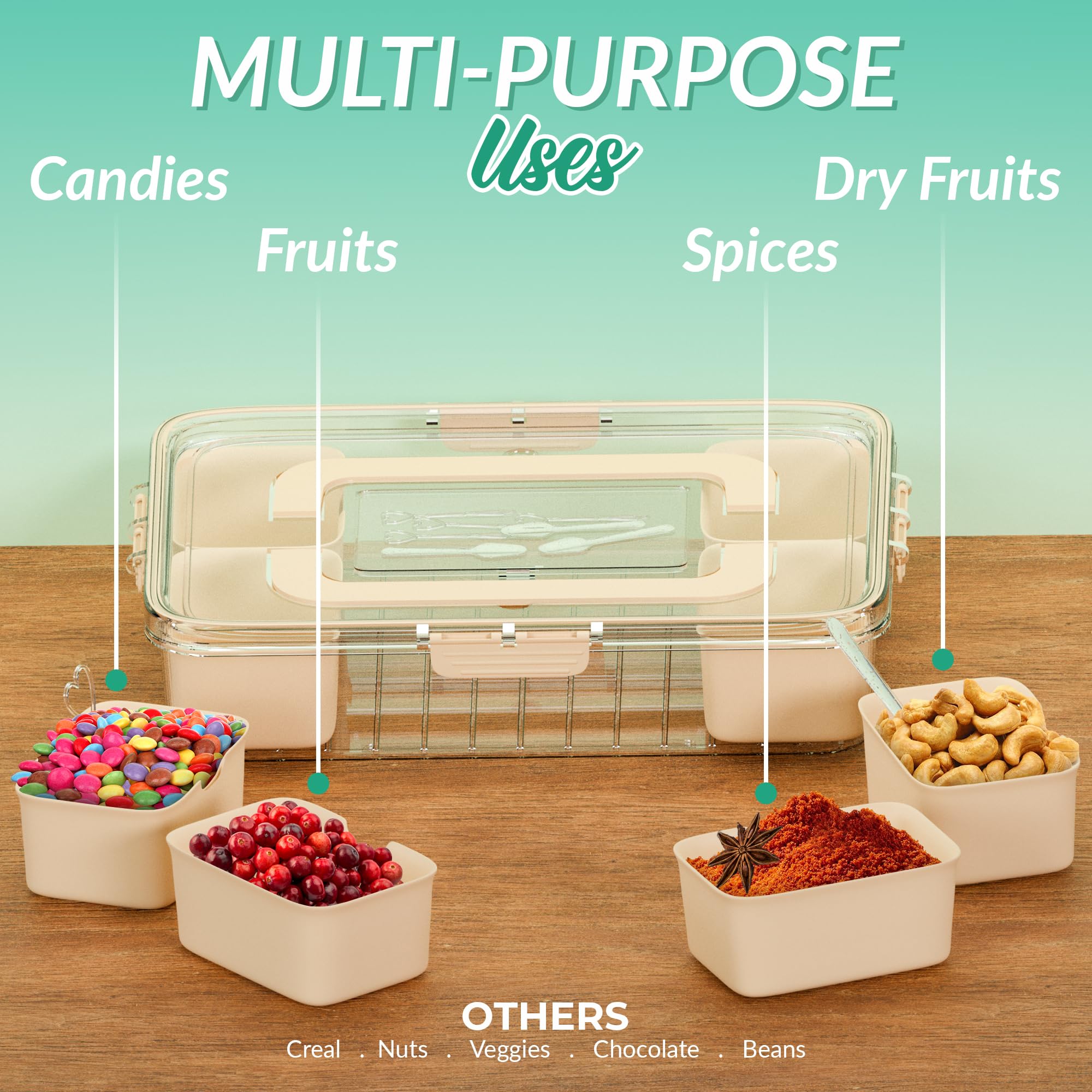 2-Pack Portable Snackle Box with 8 Compartments - BPA-Free Food Storage Container for Fruits, Vegetables, Nuts, Candy & Snacks | Perfect for School Lunches, Picnics, Travel & Meal Prep