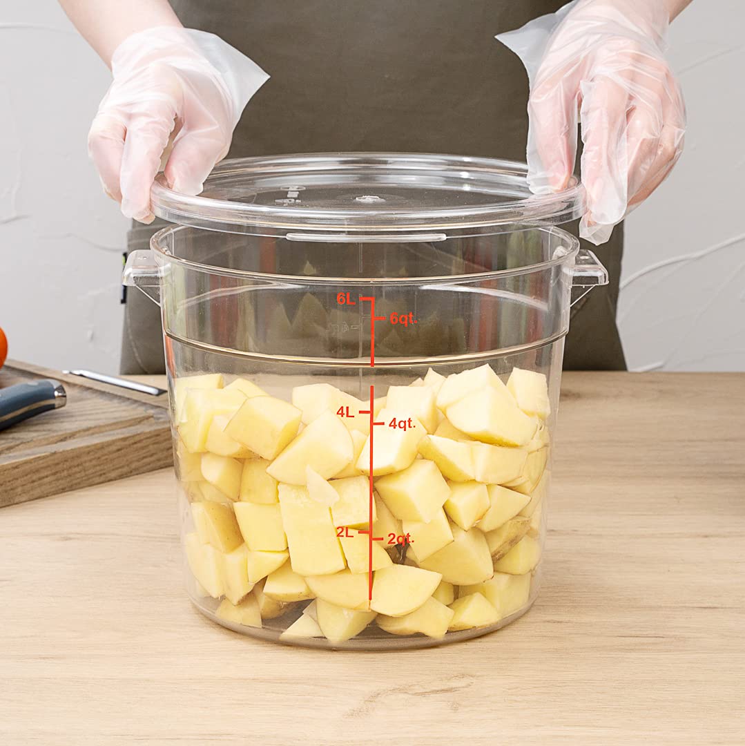 Met Lux Food Storage Container Lids - 10 Pack Round Clear Plastic Lids for Marinating & Meal Prep | Dishwasher Safe, Freezer Safe with Date Indicator | Replacement Lids for Restaurantware Containers (Containers Sold Separately) | Perfect for Kitchen Organization, Food Storage & Meal Planning
