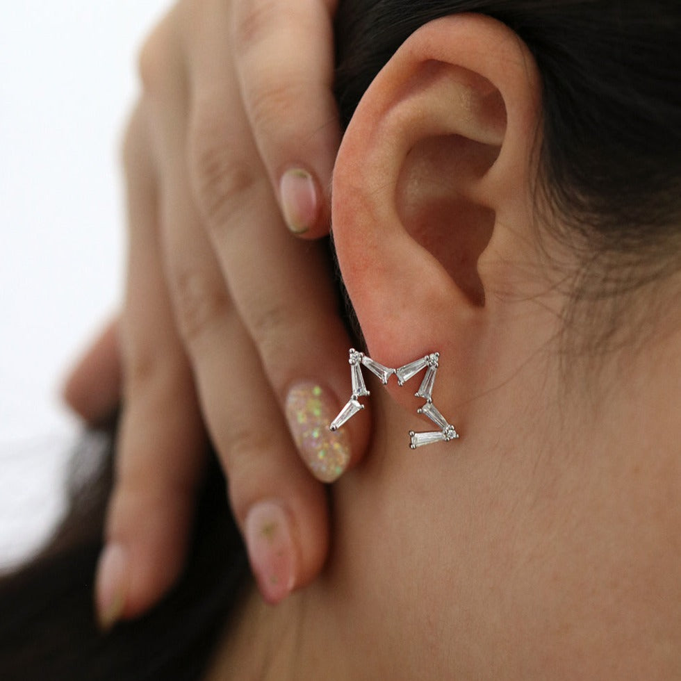 Angled Star Climber Earrings for Women - Trendy Dangle Drop Earrings for Party, Wedding & Everyday Wear