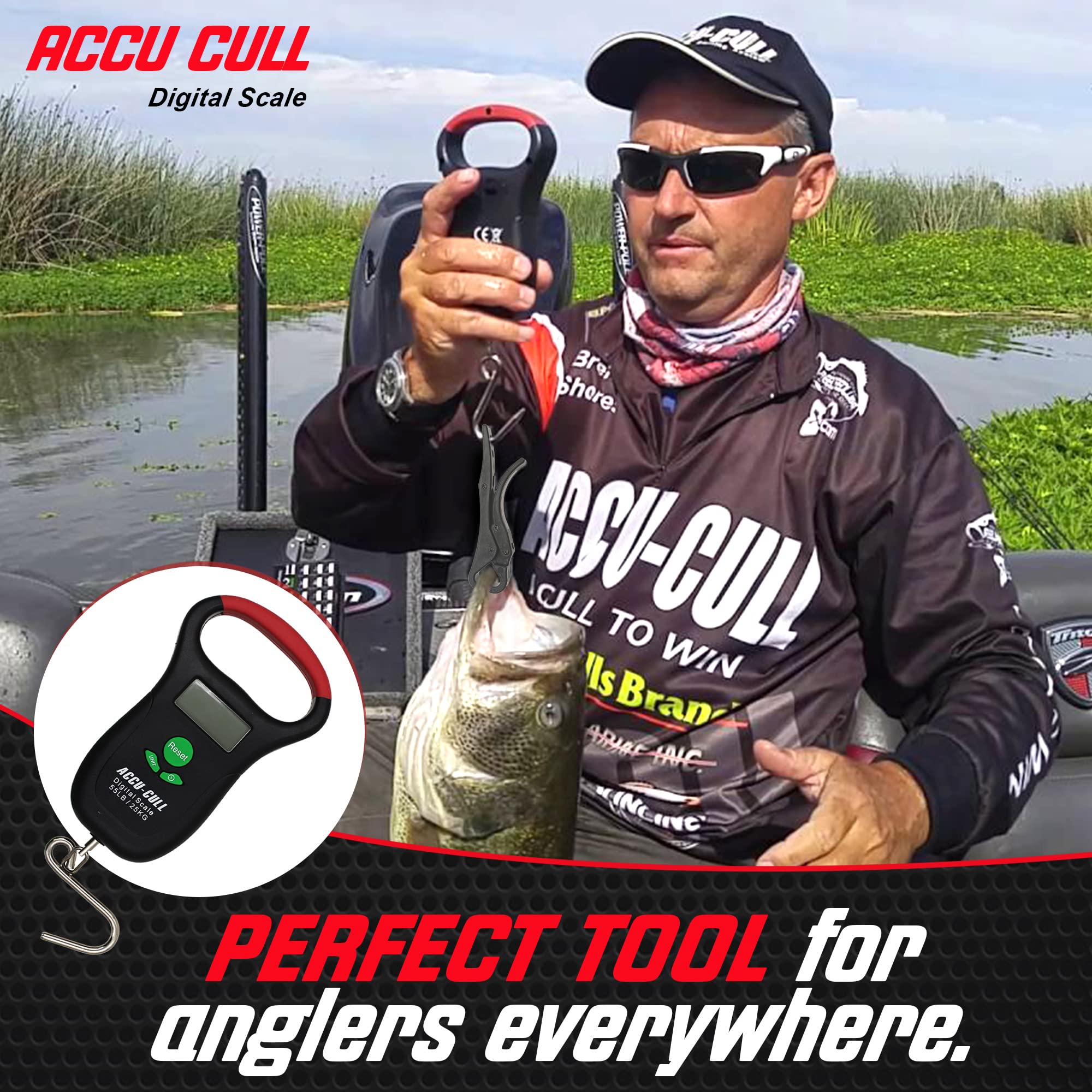 **Accu Cull Digital Fish Scale - Portable Tournament Fishing Gear for Bass & Freshwater Fishing - Best Fishing Gifts for Men - Perfect for Weighing Catch in Tournaments, Lakes & Outdoor Adventures**