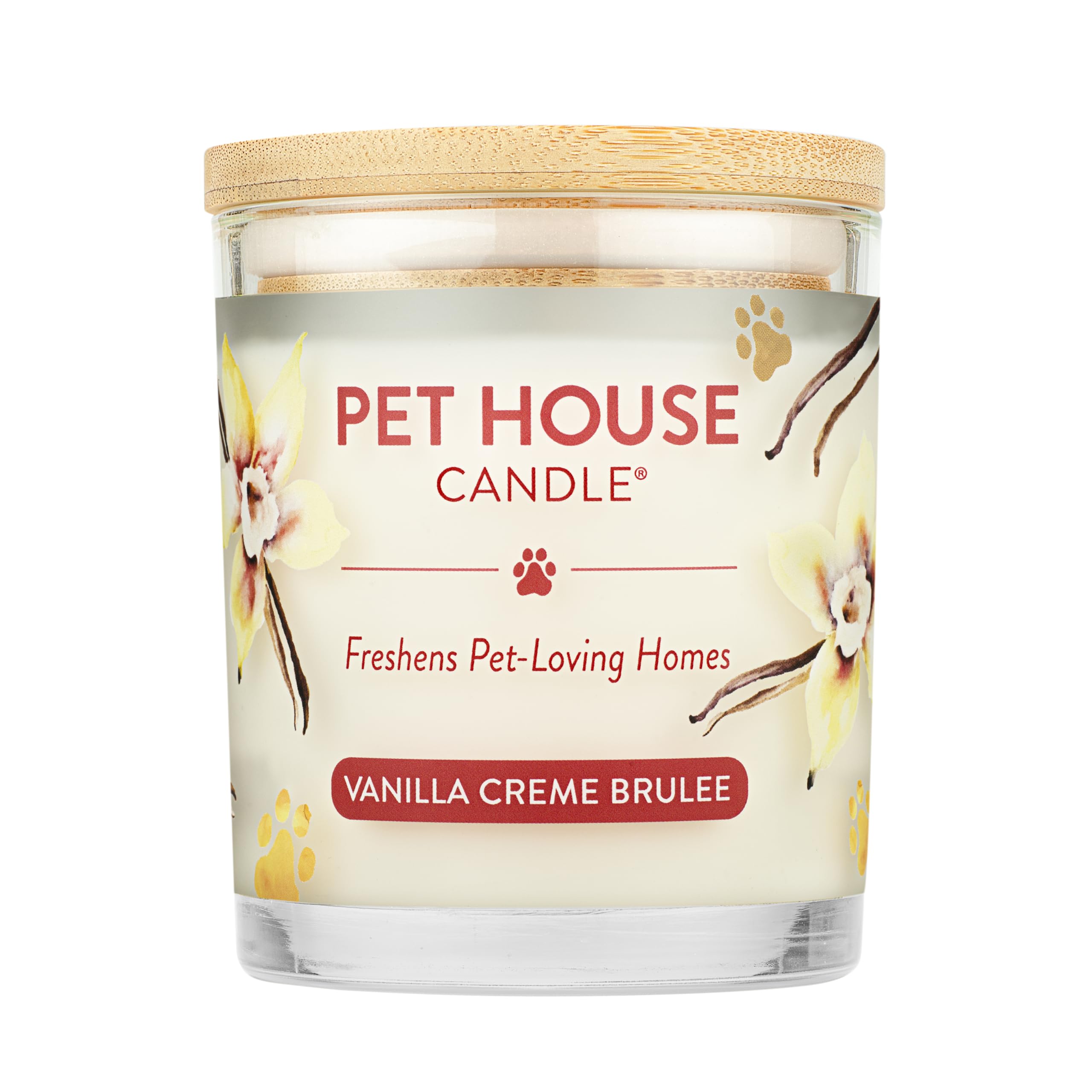 One Fur All Pet House Soy Candle - Clean Burning Vanilla Crème Brulee Scented Candle for Home | Long Lasting Pet Odor Eliminator | Perfect for Living Rooms, Bedrooms & Pet Areas