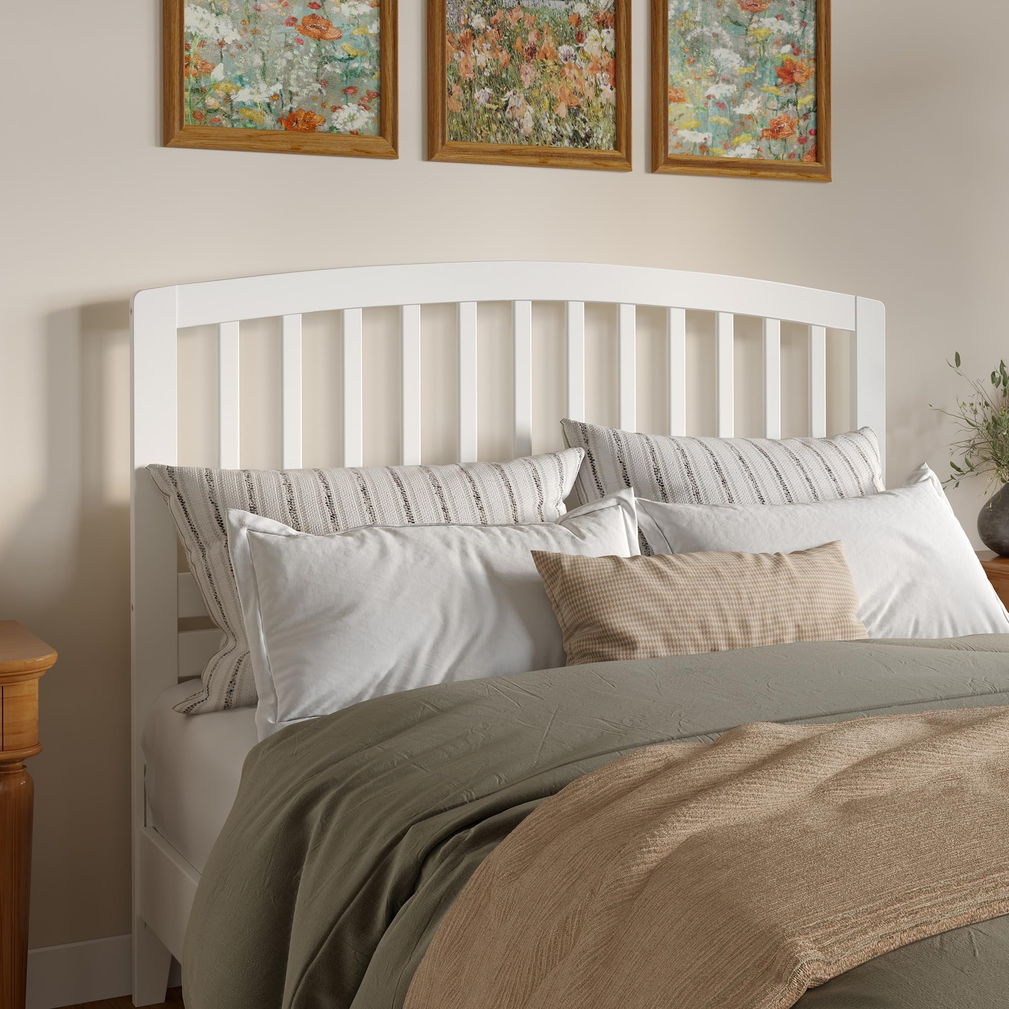 AFI Richmond White Queen Size Headboard with USB Charging Ports - Modern Bed Frame Headboard for Bedroom, Perfect for Home Decor and Easy Charging Access