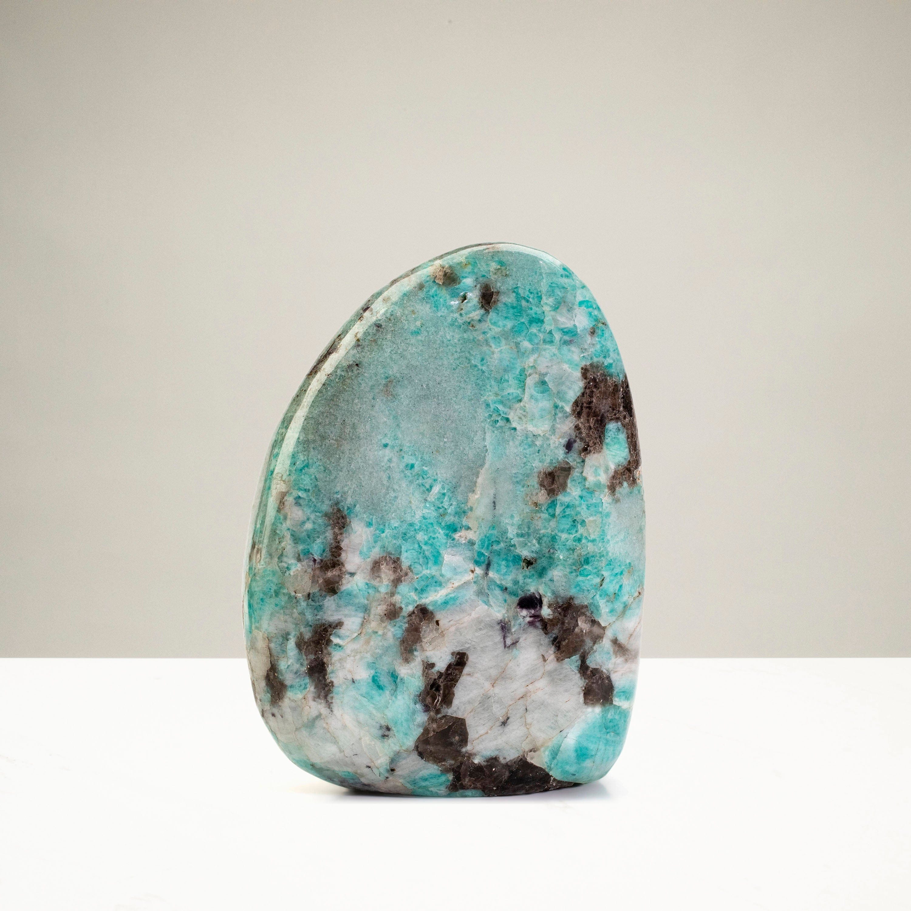 Natural Amazonite Freeform Cut Base - 7 Inch, 2,400g - Healing Crystal for Meditation, Home Decor & Spiritual Gifts