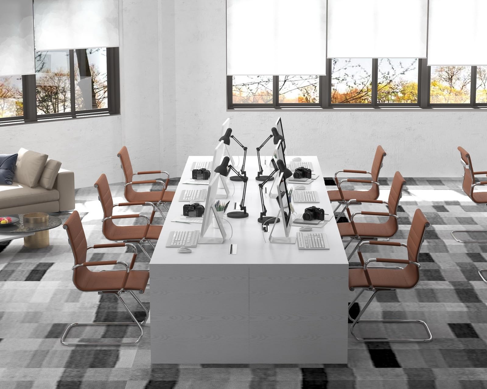 Premium Leather Waiting Room Chairs - Set of 4 Mid-Back Office Guest Chairs with Sled Base for Reception, Conference & Meeting Rooms - Comfortable Patient Seating for Clinics, Hospitals & Professional Spaces