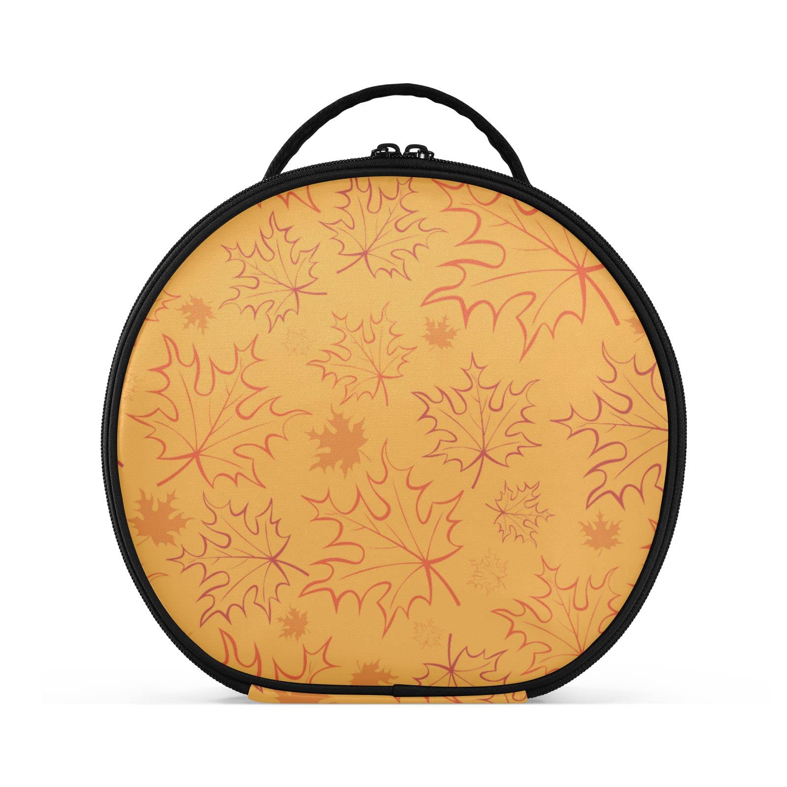 Linqin Travel Makeup Organizer Bag for Women - Portable Cosmetic Case with Adjustable Dividers, Toiletry & Jewelry Organizer, Skincare Pouch for Brushes & Cosmetics (Maple Leaf Design) - Perfect for Travel, Home Storage & Daily Use