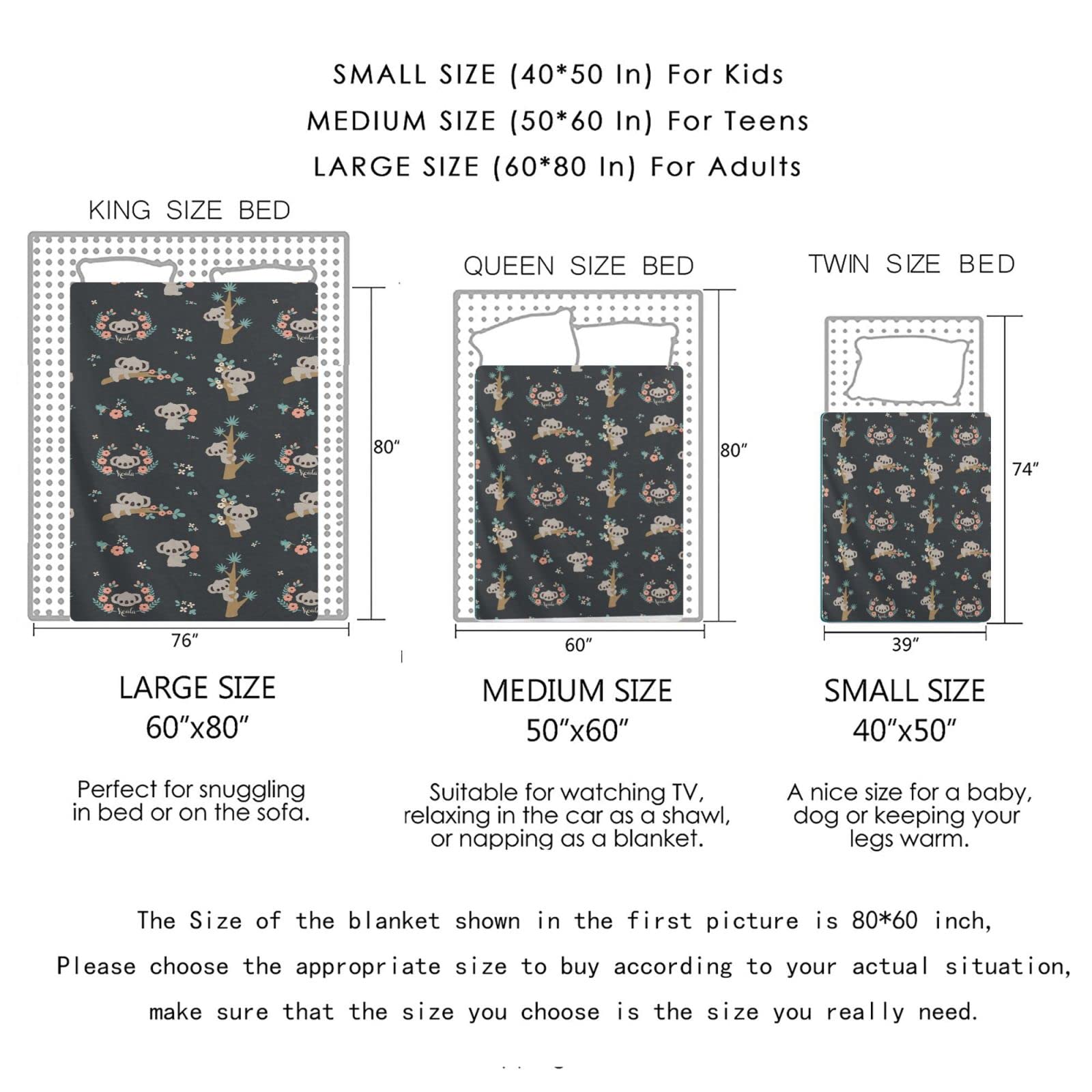 Koala Throw Blanket for Couch - 60