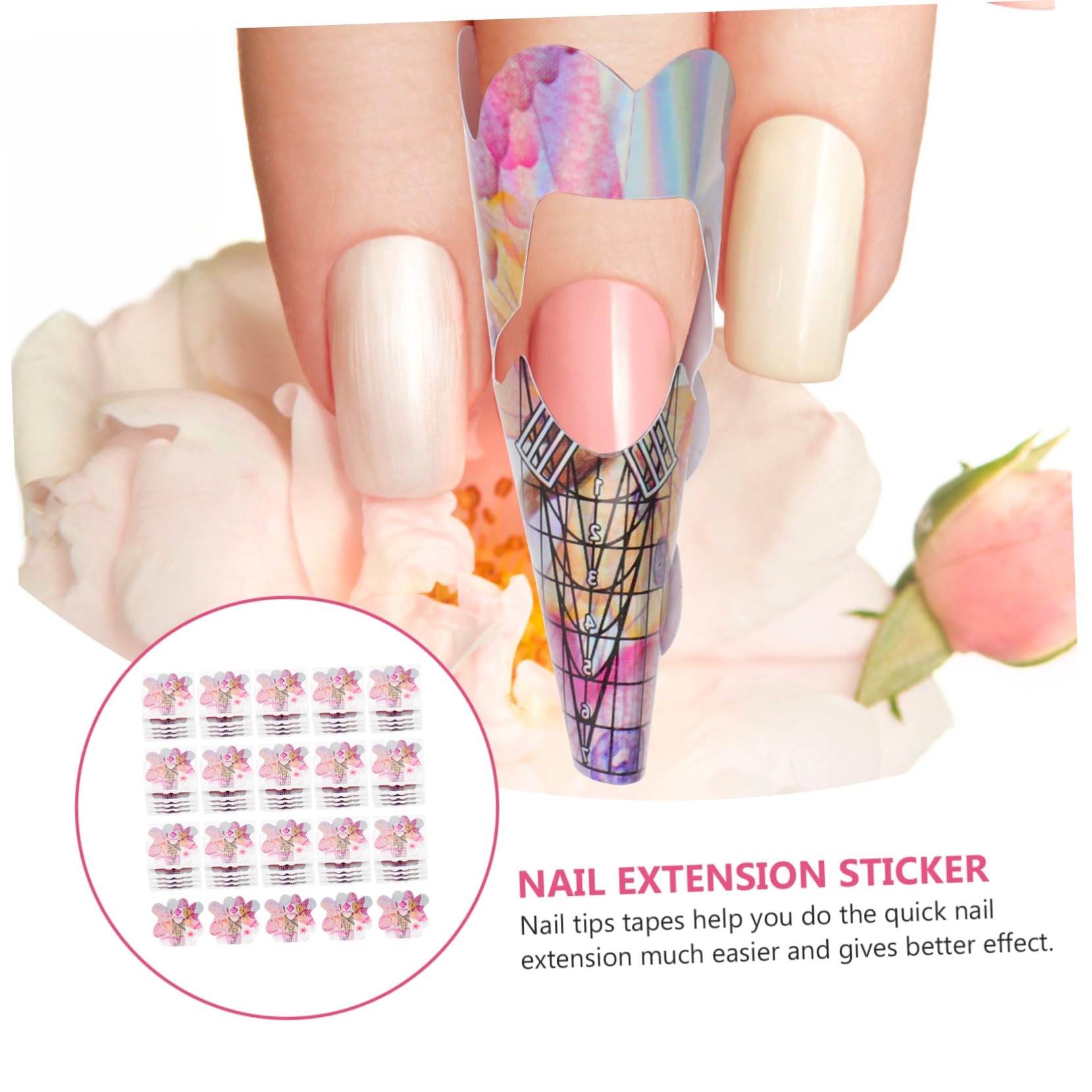FOMIYES 100 PCS Holographic Nail Forms - DIY Nail Extension Kit with Sticker Guides for Professional Salon & Home Manicure | Perfect for Acrylic, Gel & Nail Art Designs