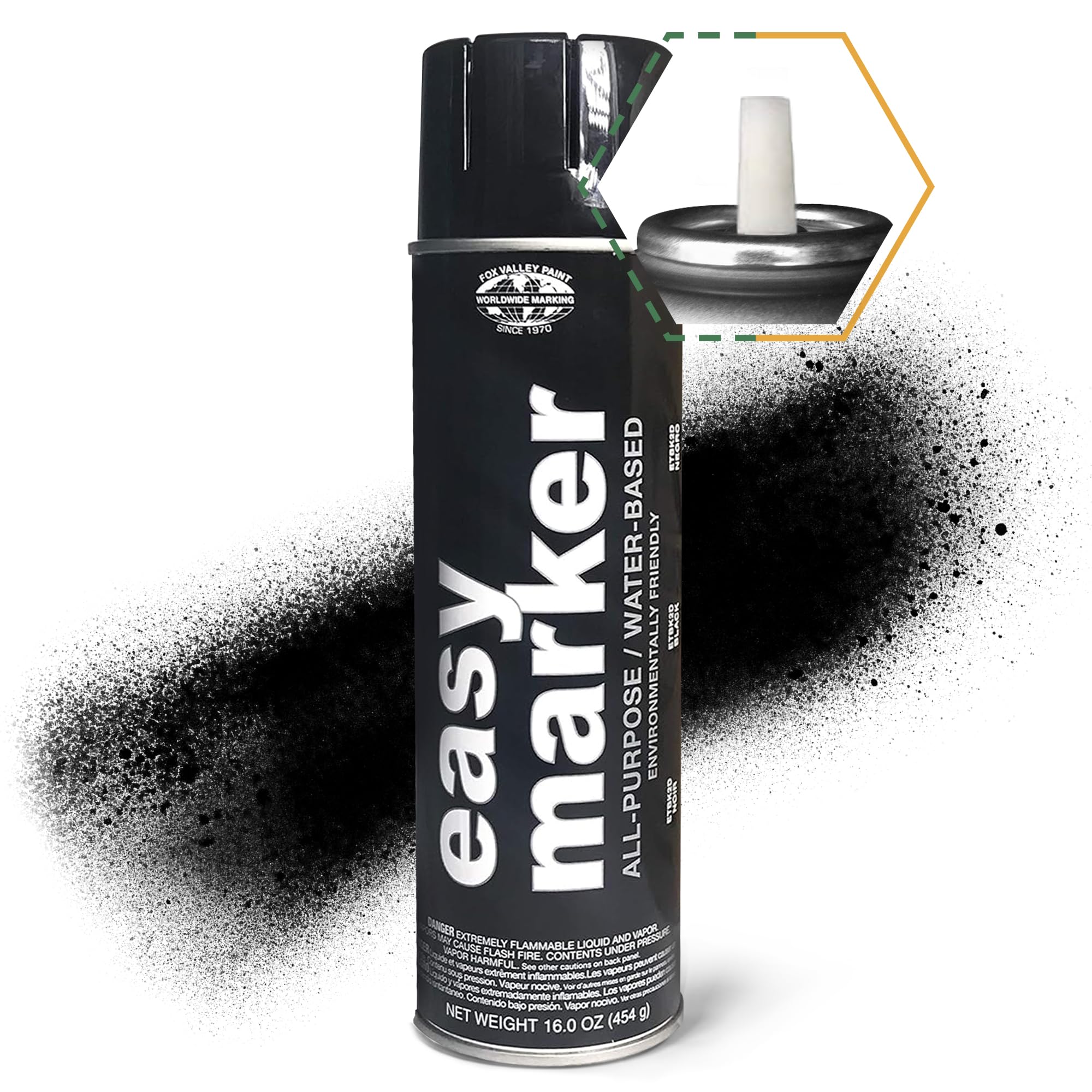 Fox Valley Easy Marker Inverted Utility Marking Spray Paint - 18 oz (Pack of 12), Black - Ideal for Grass, Tree & Parking Lot Marking - Perfect for Landscaping, Construction & Property Maintenance
