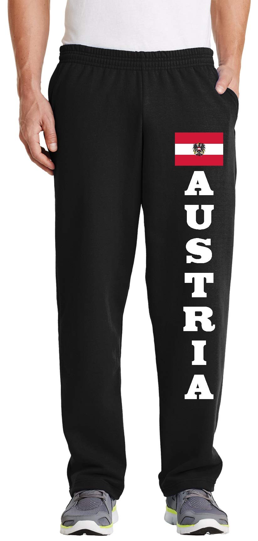 STUFF WITH ATTITUDE Austria Open Bottom Black Sweatpants - Comfortable Lounge Pants for Men & Women - Perfect for Yoga, Gym, and Casual Wear