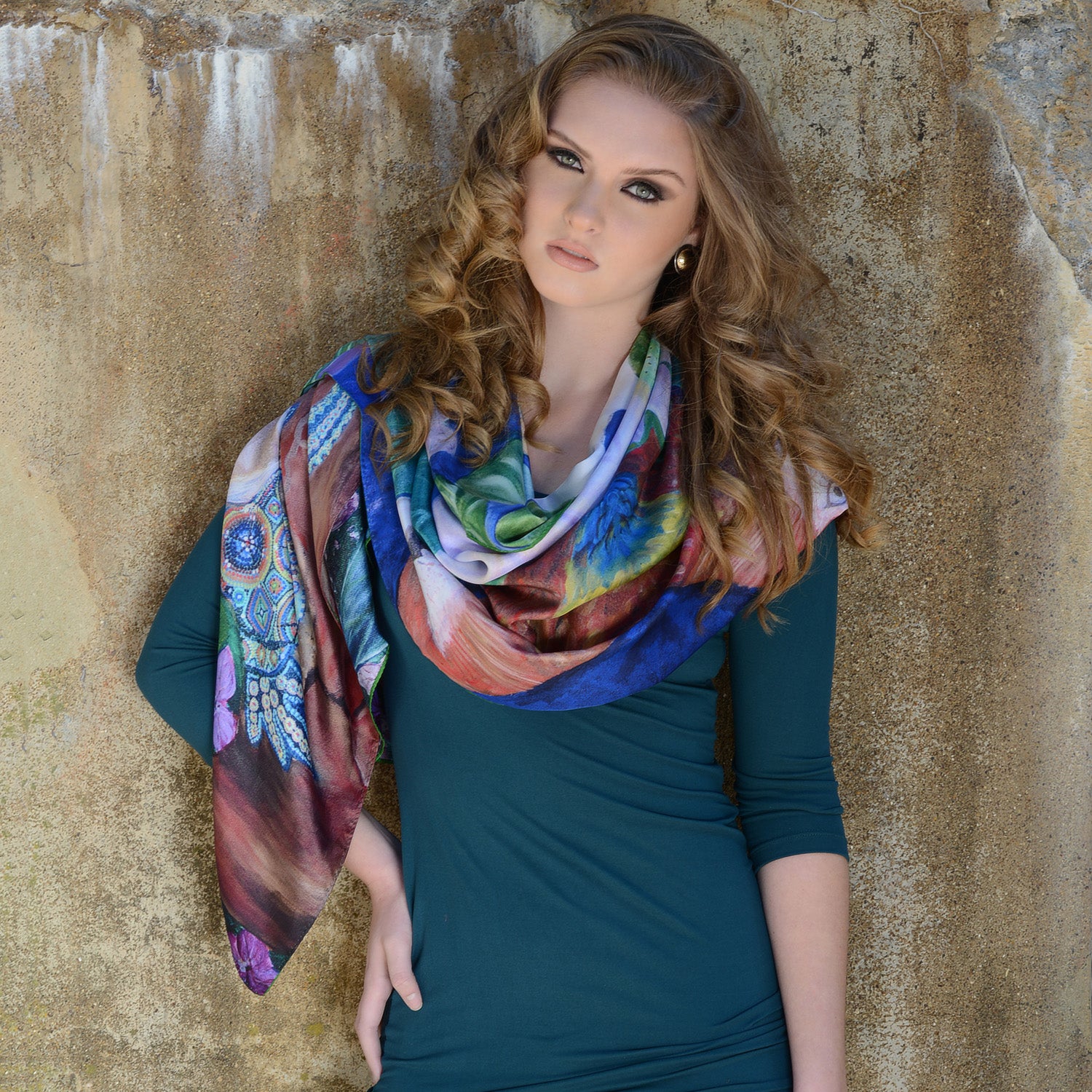 Elegant Mexico Long Silk Scarf - Soft & Lightweight Shawl for Women - Perfect for Travel, Parties & Formal Occasions