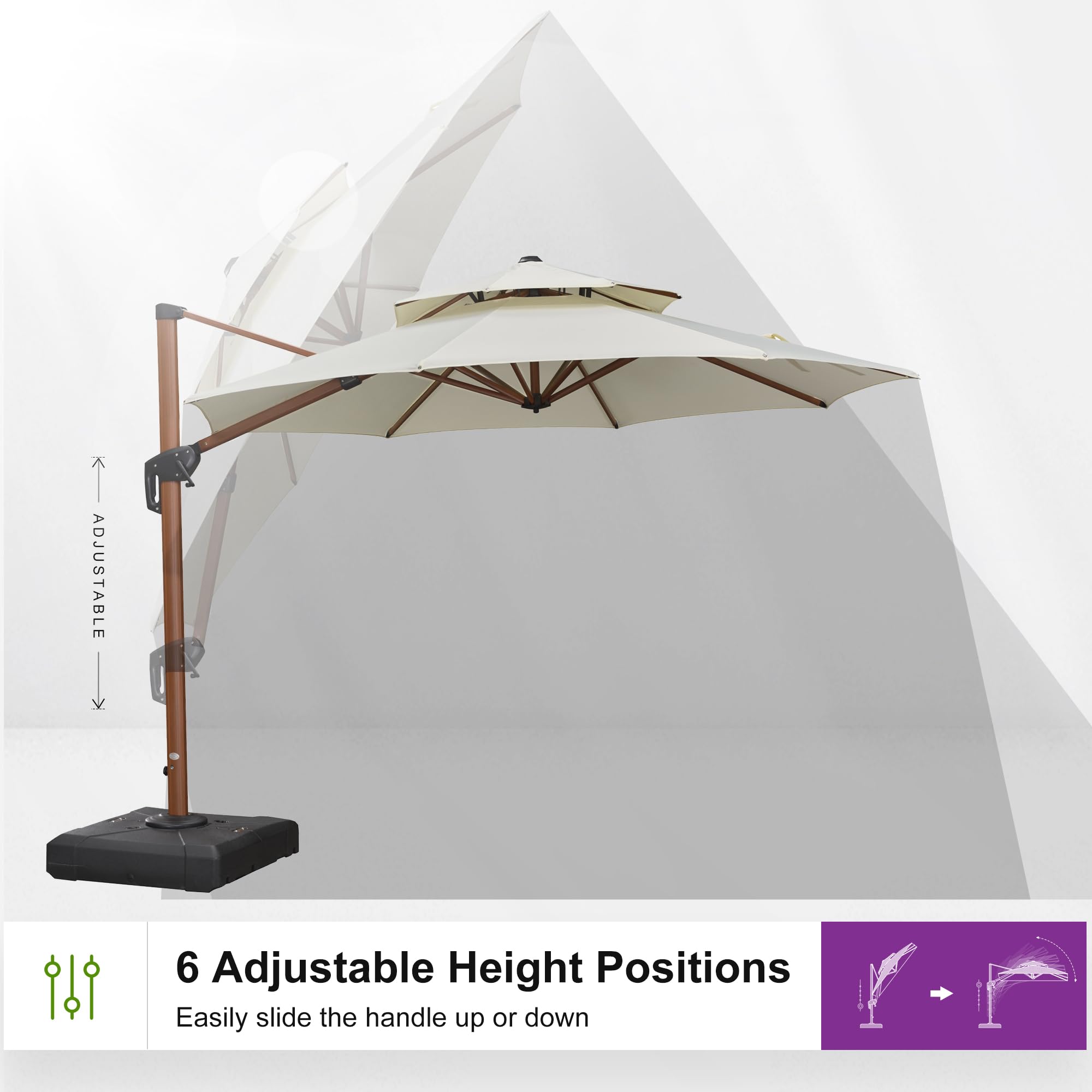 Purple Leaf 10ft Windproof Cantilever Umbrella for Patio, Pool & Garden - Cream