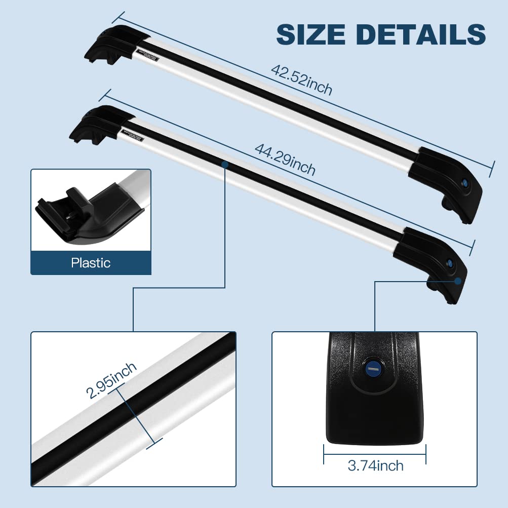 ECCPP Roof Rack Cross Bars for Hyundai Santa Fe 2013-2017 | Heavy Duty Aluminum Cargo Carrier for Kayak, Canoe, Luggage & Sports Gear | Fits Factory Side Rails Only | Perfect for Camping, Road Trips & Outdoor Adventures