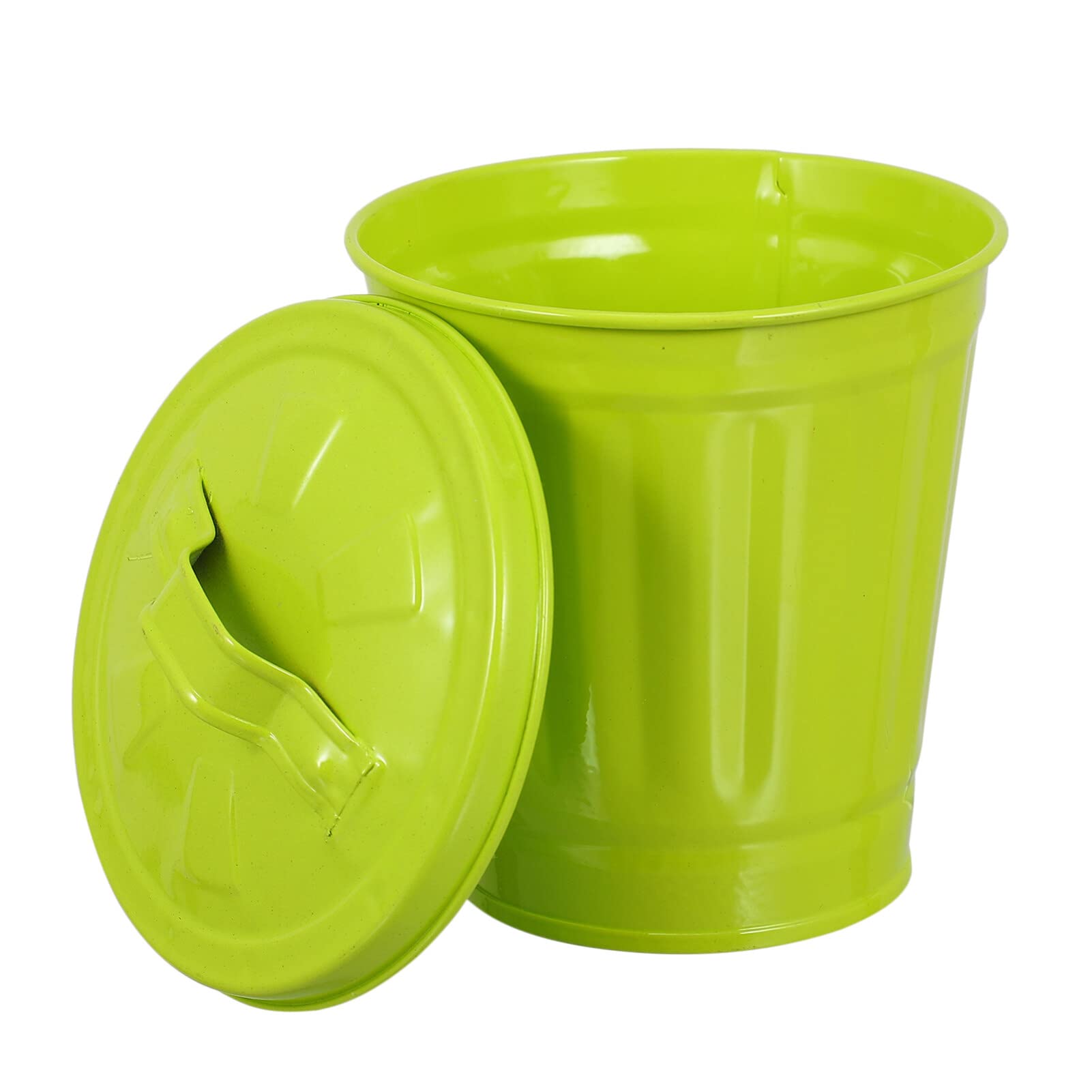 iplusmile Metal Trash Can with Lid - 1.6 Gallon Small Wastebasket for Office, Classroom, Kitchen & Bathroom - Green Desktop Garbage Can for Paper Waste & Recycling - Durable Utility Pail for Home, School & Office Organization