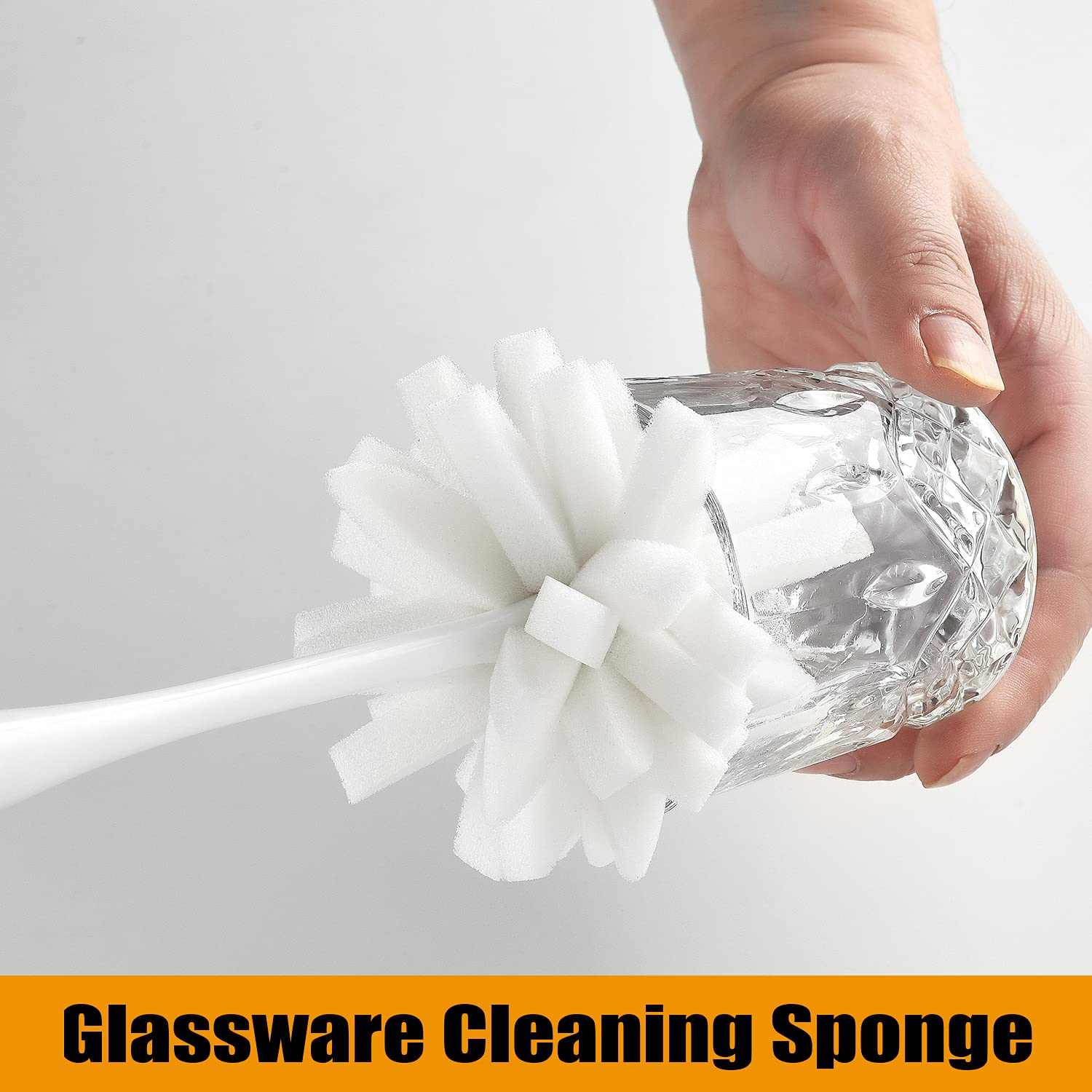 ALINK Glass Bottle Cleaning Brush with Handle - Pack of 3 | Dish Sponge Brush for Wine Bottles, Water Bottles & Vases | Perfect for Kitchen, Bar & Home Cleaning