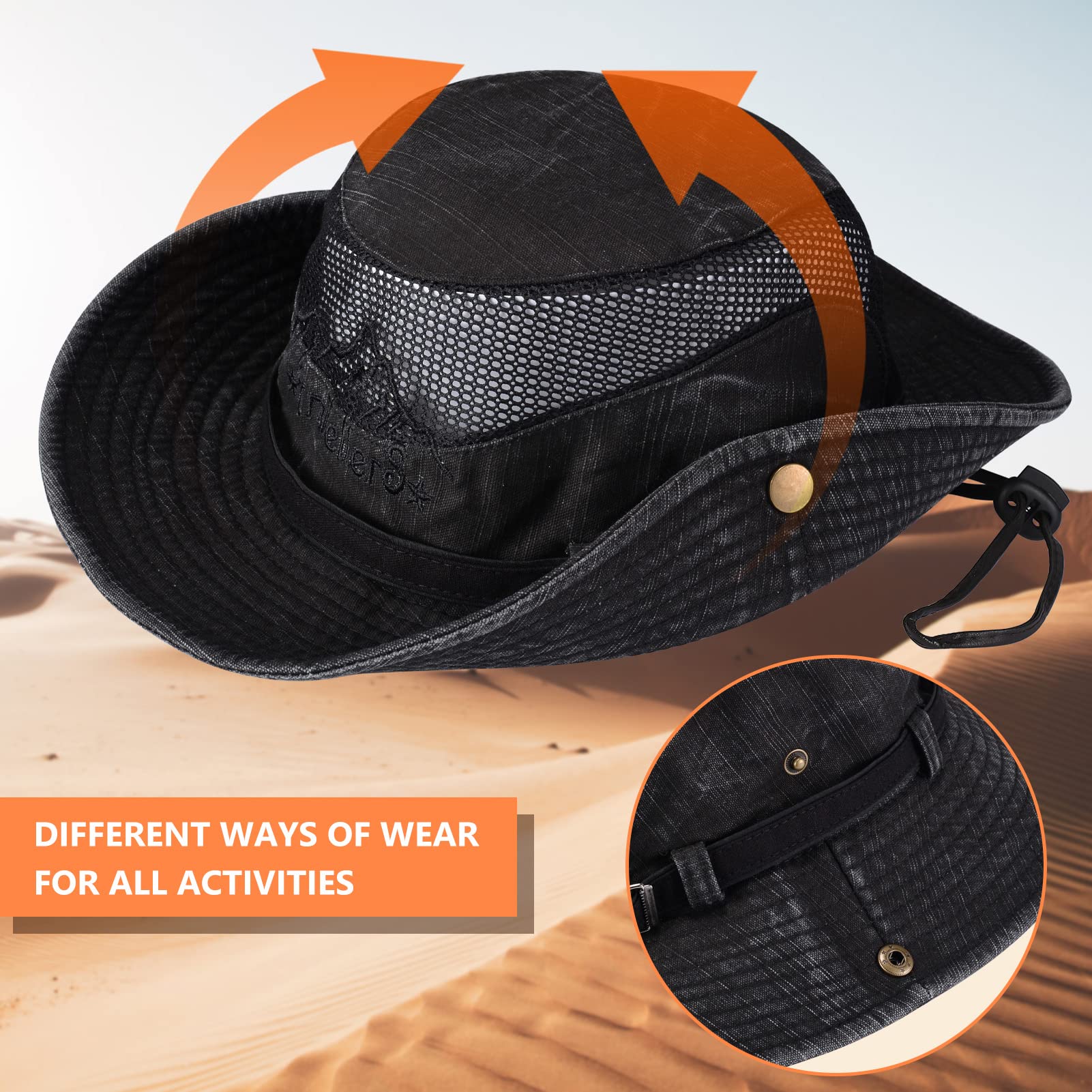 UPF 50+ Sun Hat for Men & Women - Wide Brim Bucket Fishing Hat with Neck Flap - Safari Boonie Hat for Outdoor, Beach, Hiking & Travel