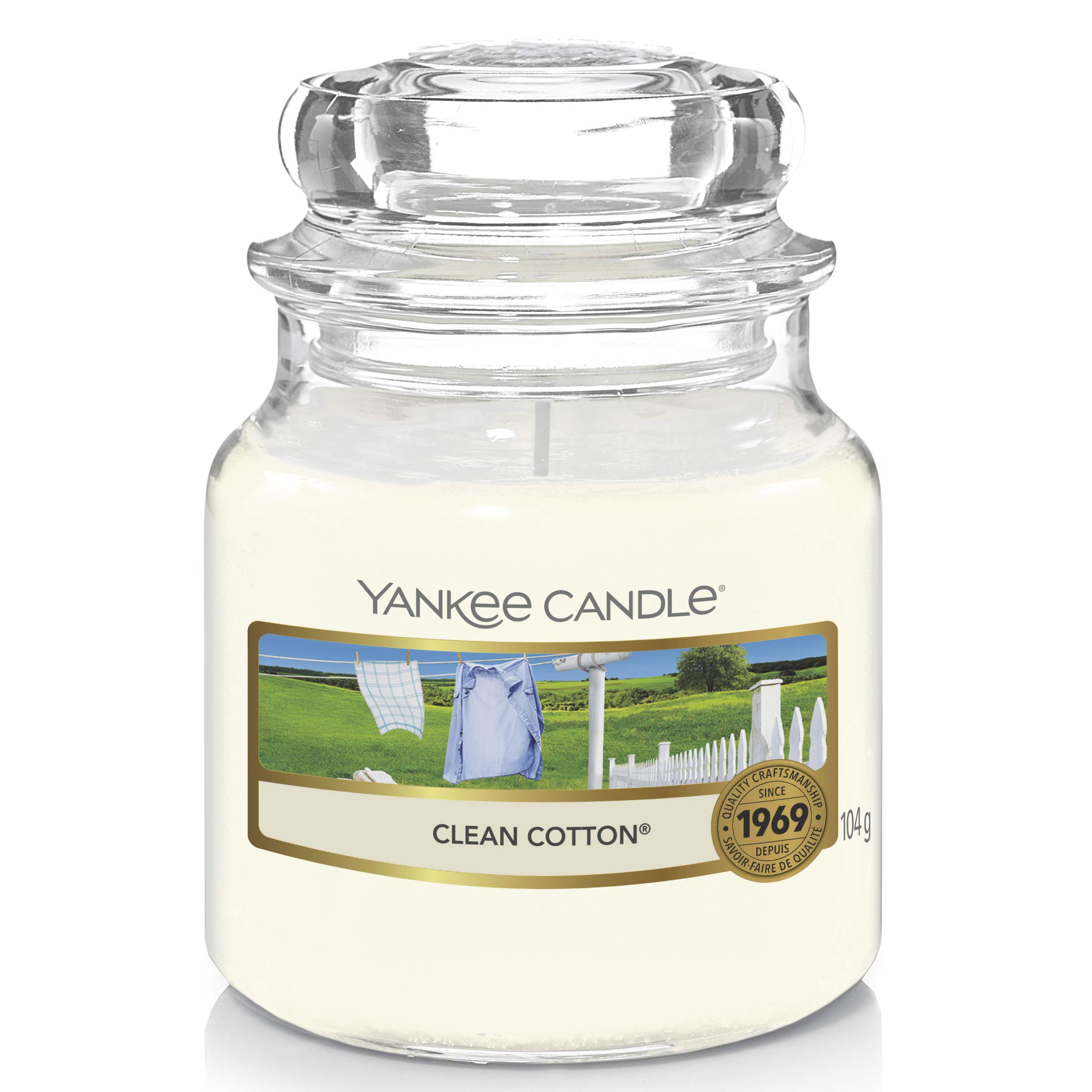 Yankee Candle Classic Vanilla Clean Cotton Small Jar Candle - 3.7oz Home Fragrance for Relaxation & Aromatherapy | Perfect for Living Room, Bedroom, Bathroom & Office Decor