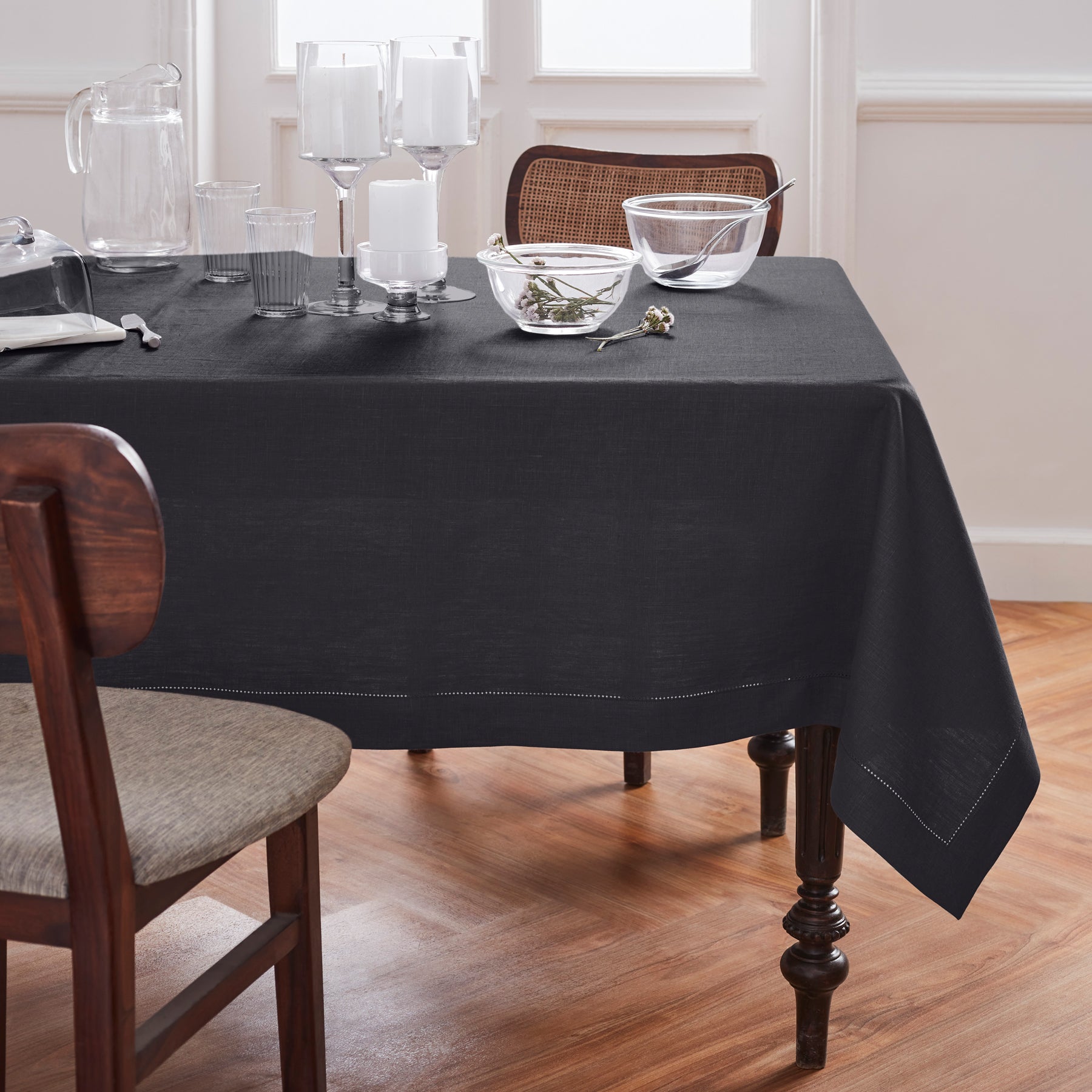 Premium Medium Weight Hemstitch Tablecloth - Elegant Dining Linen for Formal Dinners, Weddings & Special Occasions