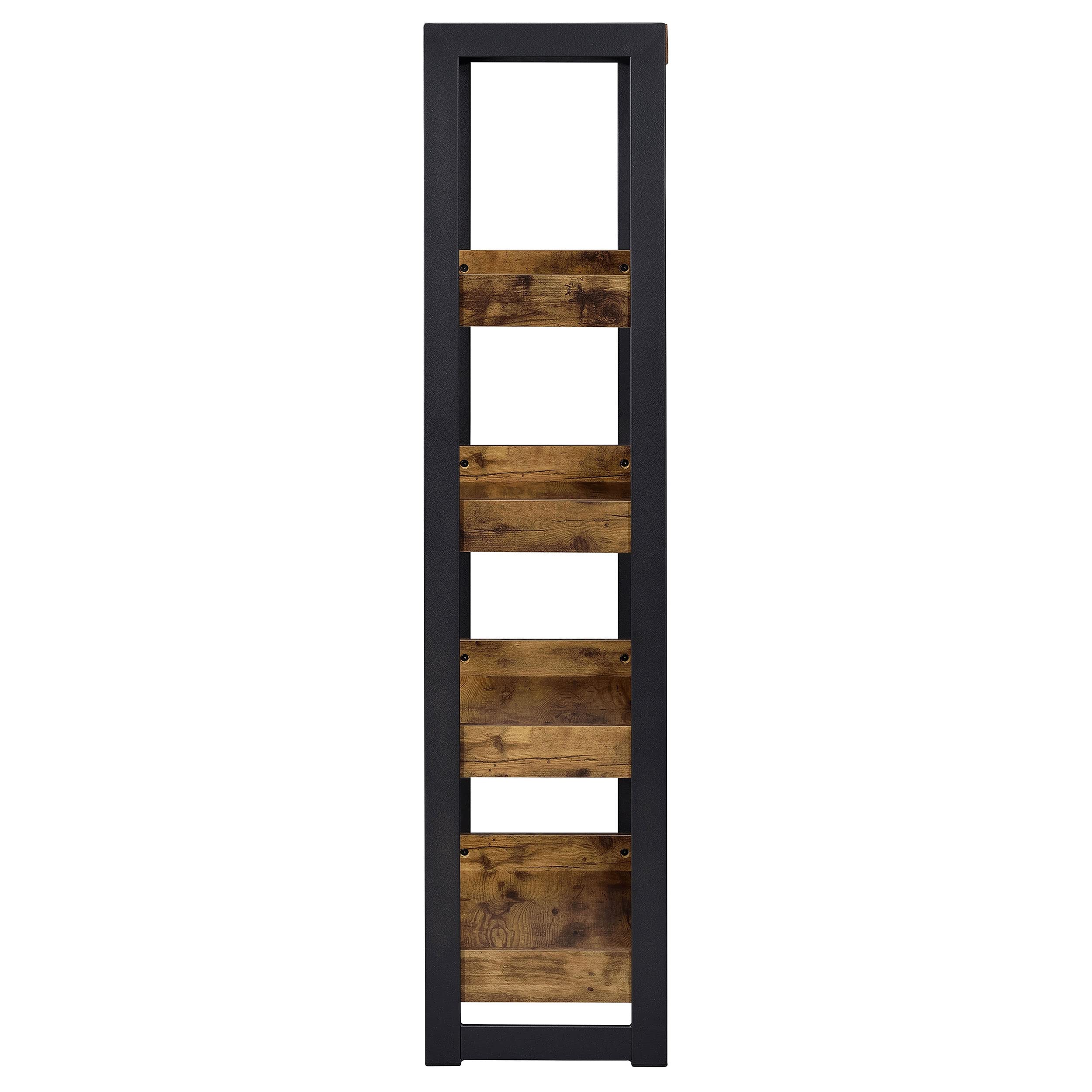 Coaster Furniture Estrella 4-Shelf Open Bookcase in Antique Nutmeg & Gunmetal - Perfect for Living Room, Office & Bedroom Storage