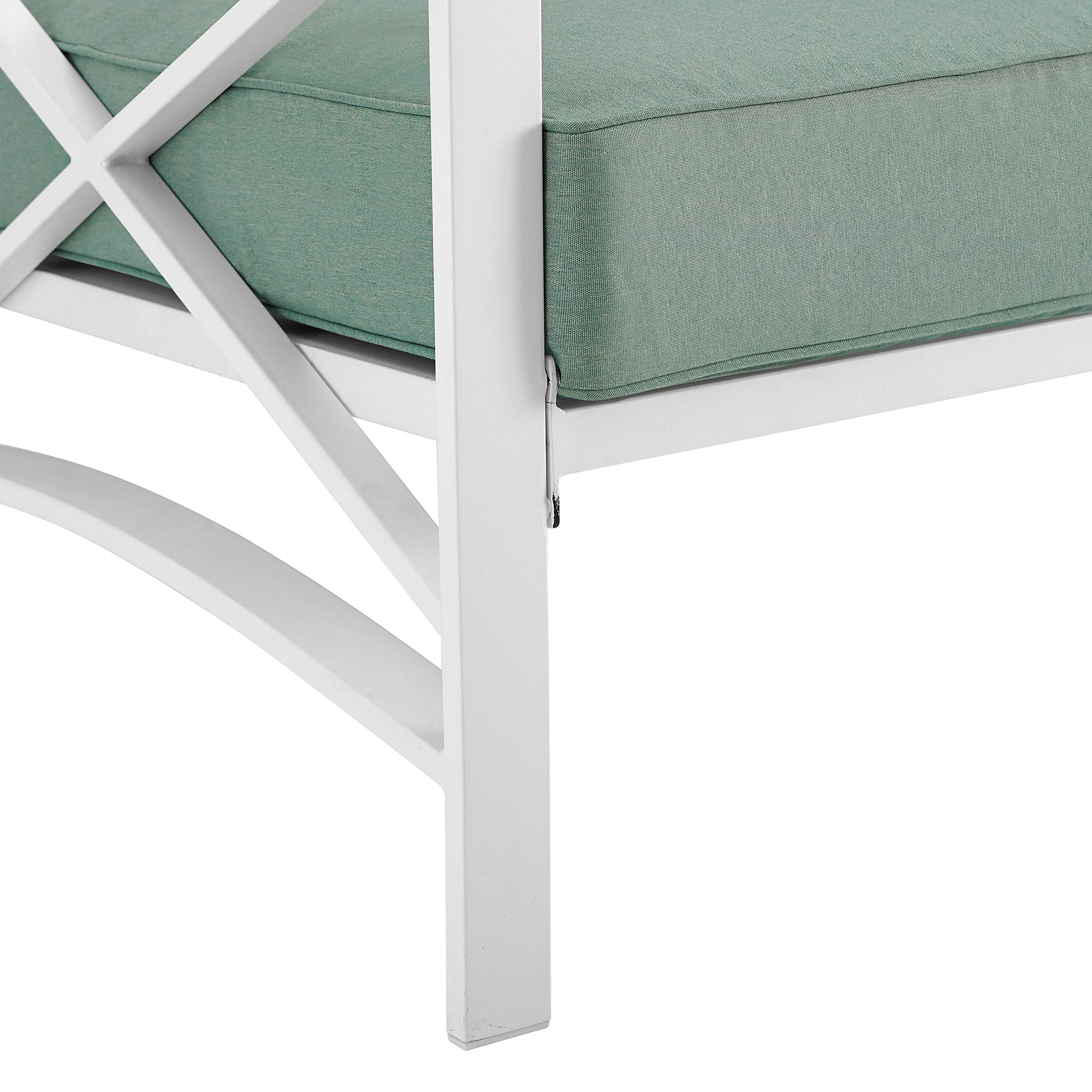Crosley Furniture Kaplan Outdoor Loveseat - 2-Person Patio Couch for Porch, Deck, Backyard & Balcony - White with Mist Cushions - Perfect for Relaxing, Entertaining & Outdoor Lounging