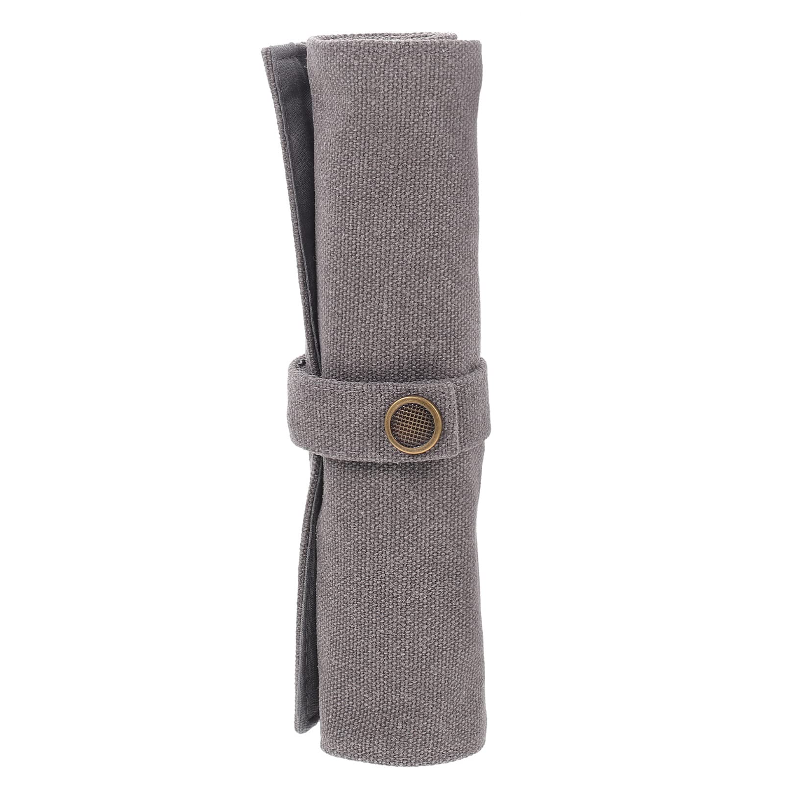 Milisten Canvas Pencil Roll Up Case - Artist Pencil Wrap Pouch Organizer for Students, Painters & Travelers - Portable Stationery Storage (Grey, 24X18.5cm) - Perfect for School, Art Classes & Outdoor Sketching