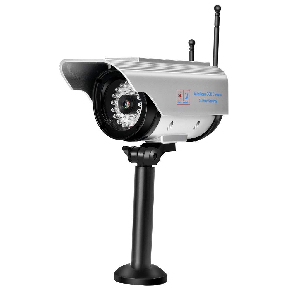 Solar Powered Fake Security Camera with Flashing LED Light - Indoor/Outdoor Dummy Surveillance Camera for Home, Office & Business Use - Deter Burglars & Enhance Safety
