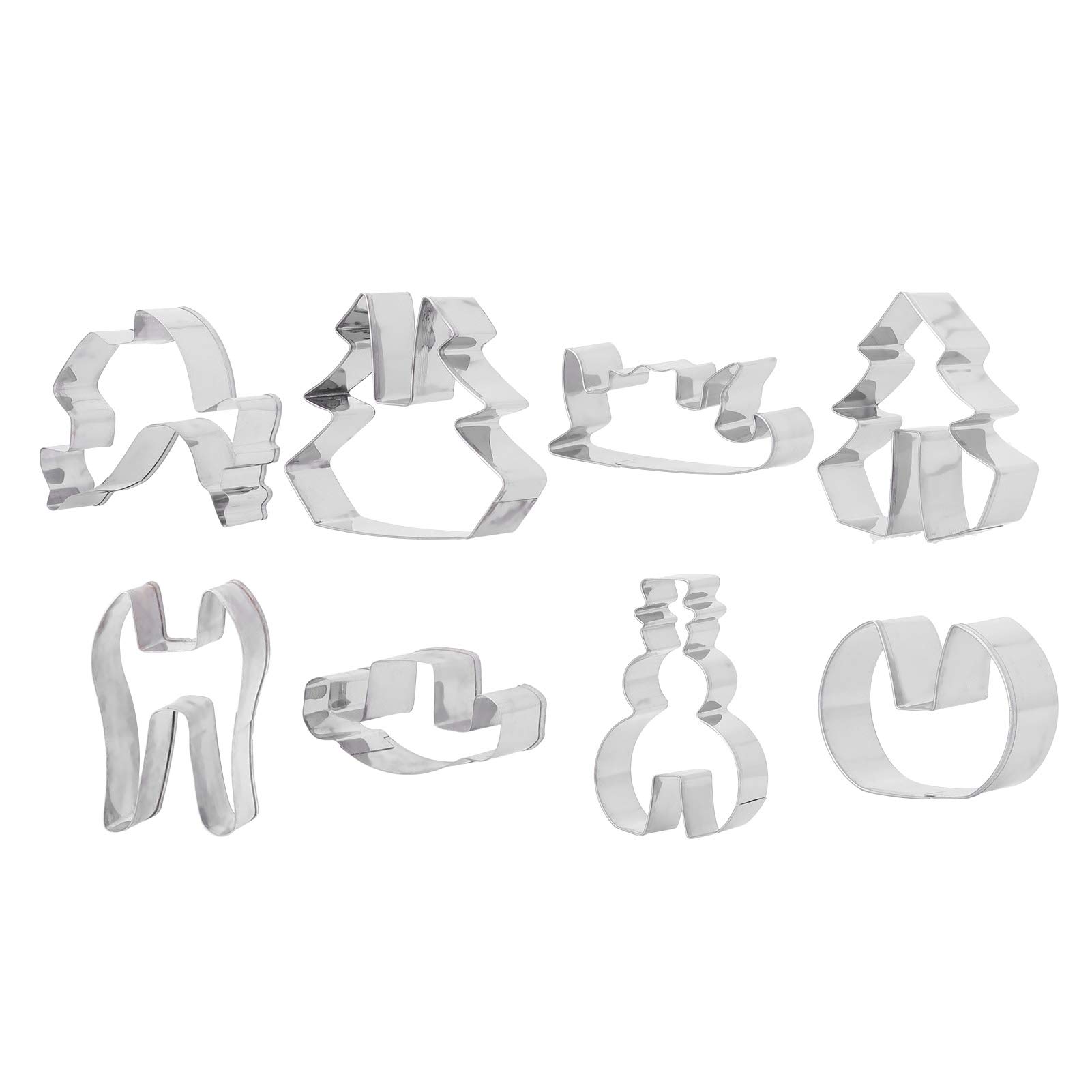 8Pcs/Set Stainless Steel 3D Christmas Cookie Cutters - Holiday Baking Tools for Cookies, Biscuits & Pastries - Perfect for Christmas Party Supplies, Home Baking & Gift Making