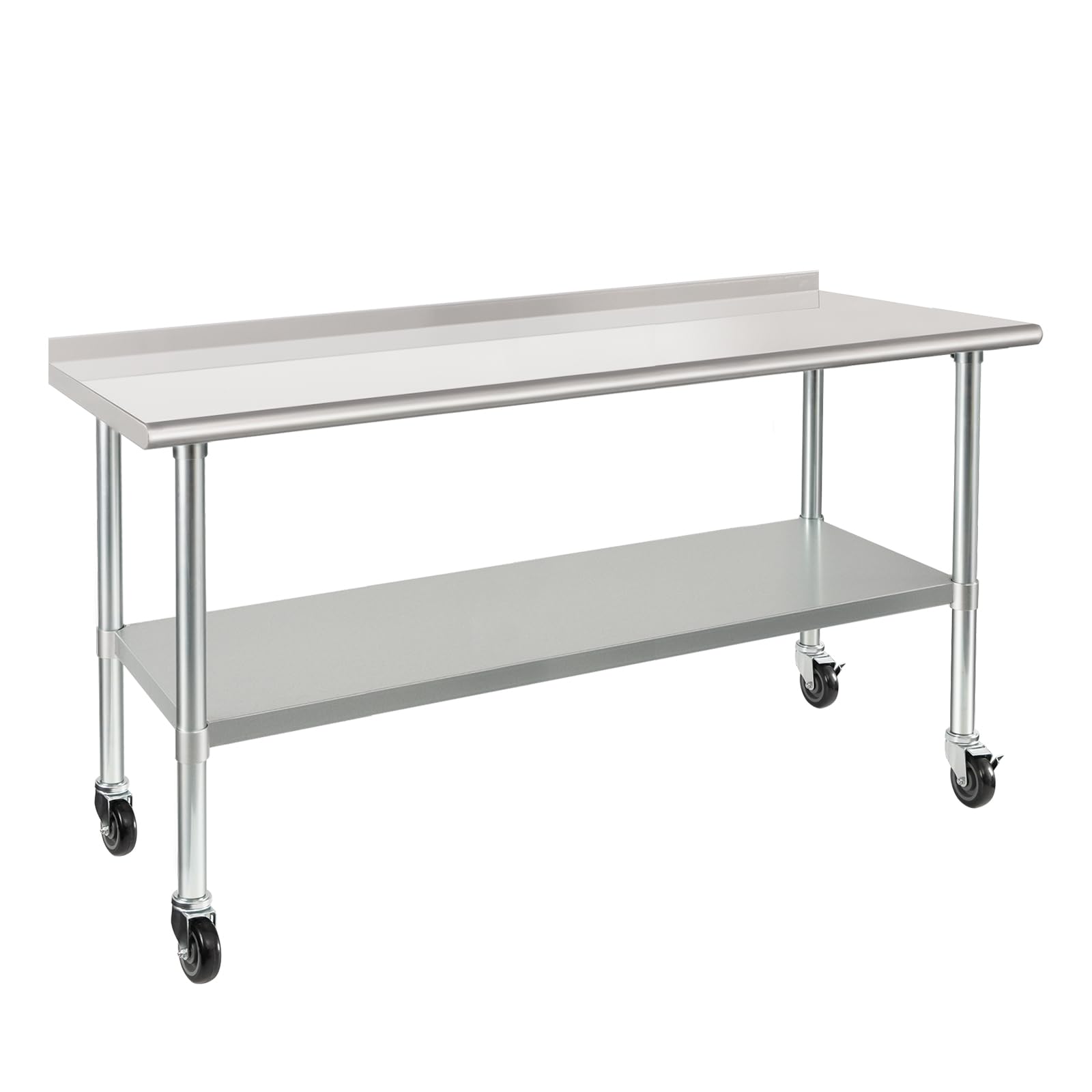 HARDURA 24x72 Inch Stainless Steel Commercial Prep Table with Wheels - NSF Certified Heavy Duty Work Table with 2