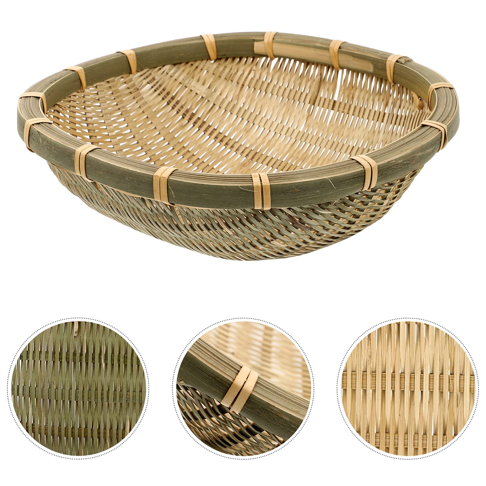 DOITOOL Rustic Woven Bamboo Basket - Multipurpose Serving Bowl for Fruits, Bread & Centerpieces | Eco-Friendly Kitchen Countertop Organizer & Household Dustpan | Perfect for Farmhouse Dining, Party Serving & Pantry Storage