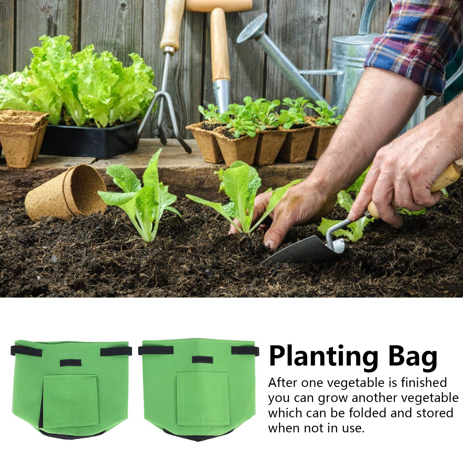 **Green Planting Bags for Vegetables & Plants - Durable Grow Container Pots, Home Garden Tools for Indoor & Outdoor Gardening - Perfect for Balcony, Patio, and Backyard Use**