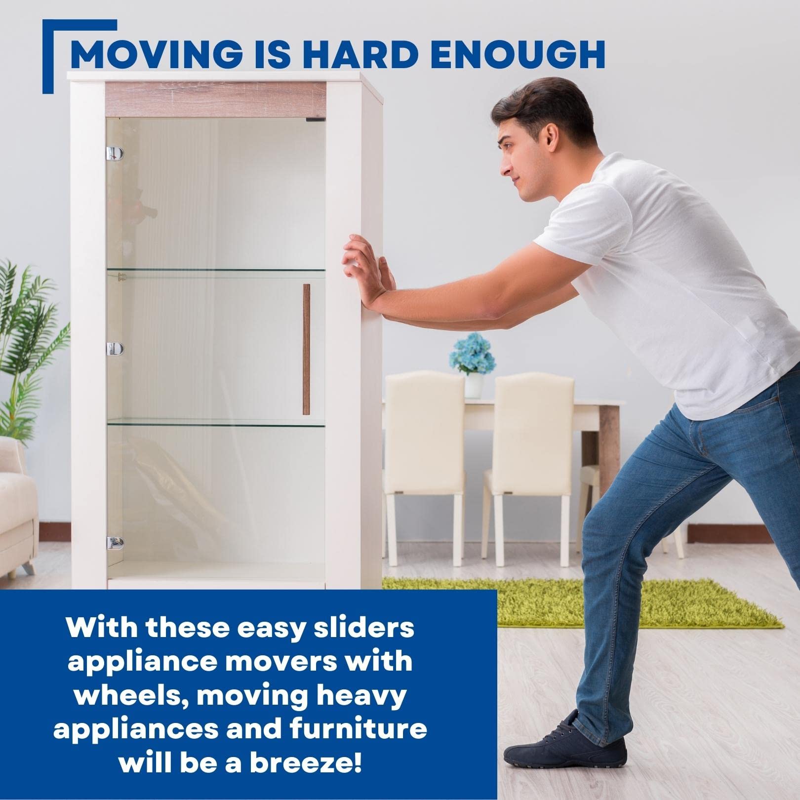 Heavy Duty Appliance Wheels Rollers - 2-Pack Furniture Movers with 500 LB Capacity - Adjustable Moving Wheels for Carpet, Concrete, Wood & Tile Floors - Perfect for Sofas, Refrigerators, Washers & Home Renovation