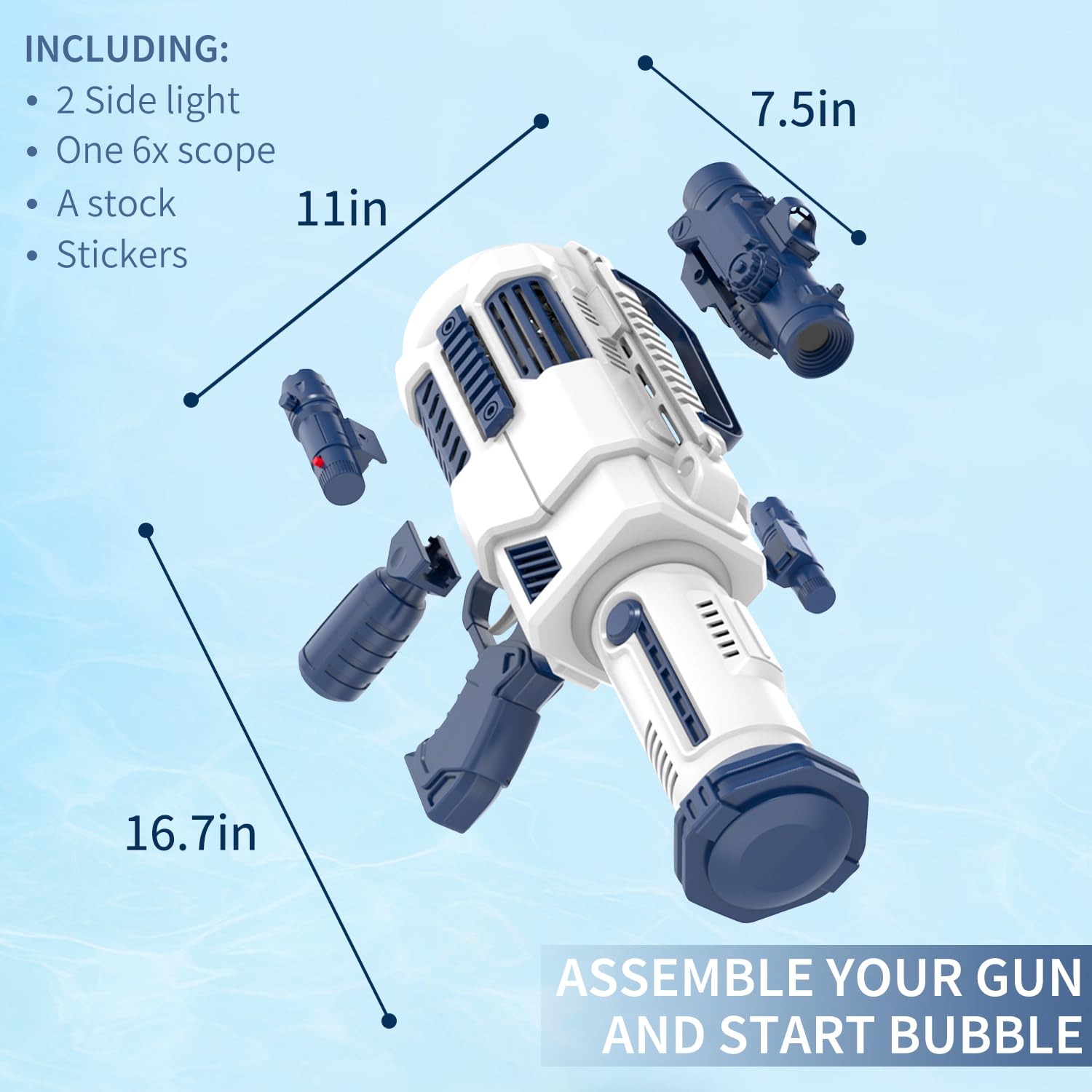 Automatic Bubble Gun with Built-in Bubble Solution (4.4 oz) - 3 Fan Powered Bubble Blower Machine with 6X Lens - Perfect for Summer Outdoor Parties, Birthdays, Weddings & Kids Play (Great Gift Idea for Boys & Girls)