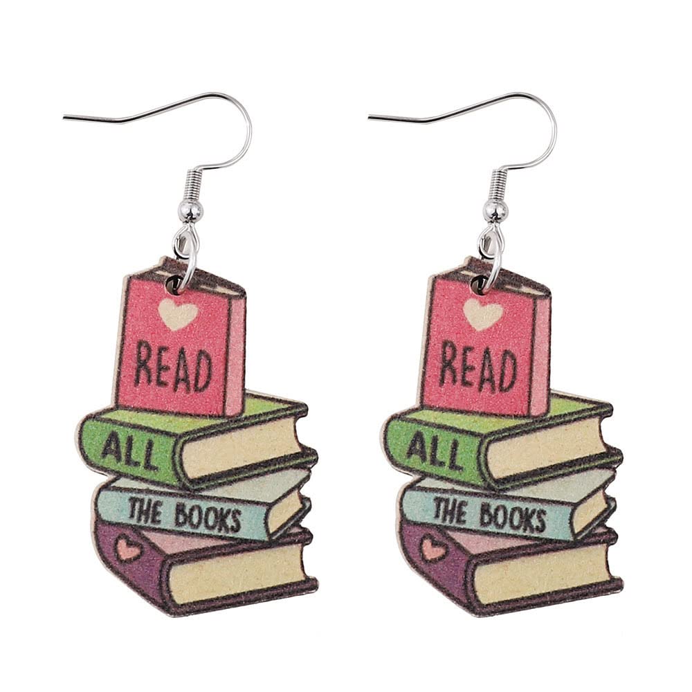 Classic Stack of Books Drop Dangle Earrings - Librarian & Teacher Jewelry - Handmade Clay Novel-Themed Graduation Gift for Women | Perfect for Book Lovers, Educators & Literary Enthusiasts