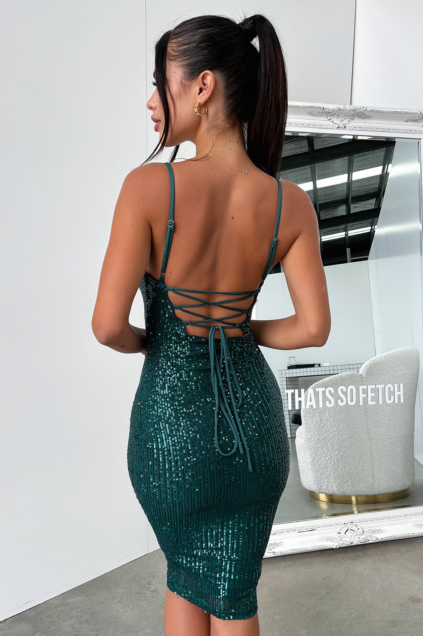 Brylee Midi Dress - Emerald Sequin Party Dress for Women | Elegant Evening Gown for Cocktail Parties, Weddings & Special Occasions