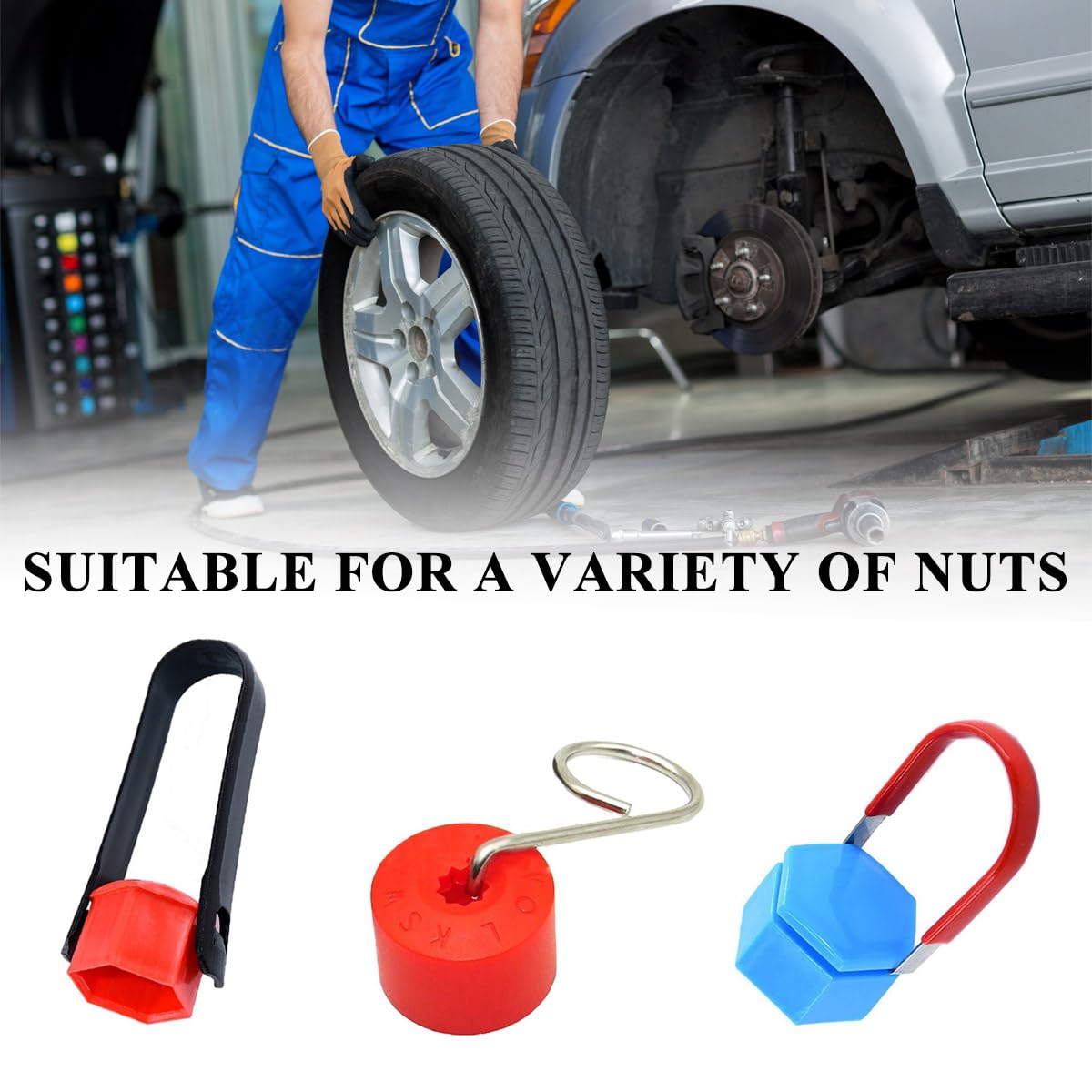 3 PCS Universal Bolt Nut Cover Removal Tool Set - Wheel Hub Nut Screw Cover Puller & Bolt Cap Removal Hook for Most Cars, Trucks & SUVs - Essential Car Maintenance Accessories for Tire Rotation & Brake Service