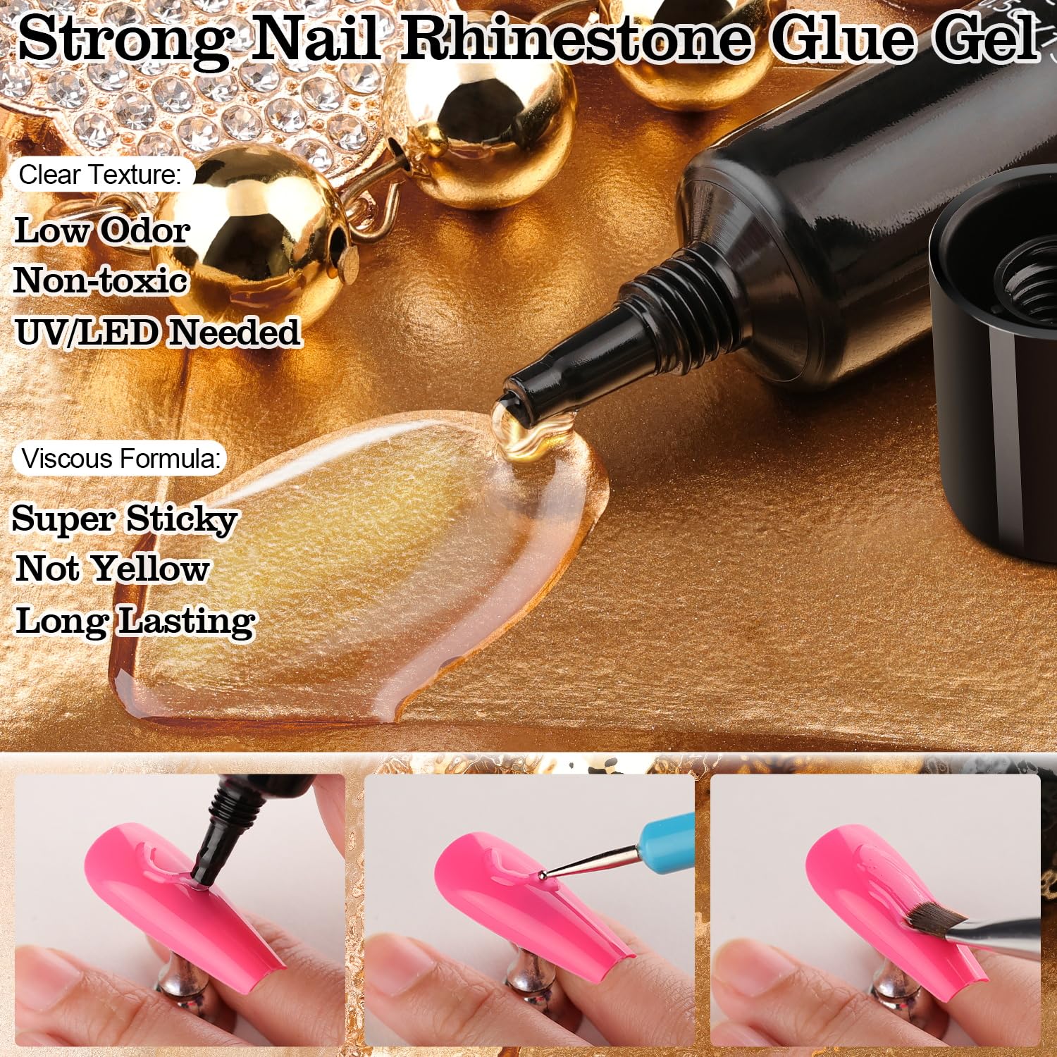 Premium Nail Rhinestones & Pearls Kit - Flatback Glass Crystals, AB & Clear Gemstones with White/Beige Half Round Pearls | Professional Manicure Set Includes Nail Rhinestone Glue Gel & Tools (UV/LED Required) | Perfect for Nail Art, Salon Designs & DIY Home Manicures