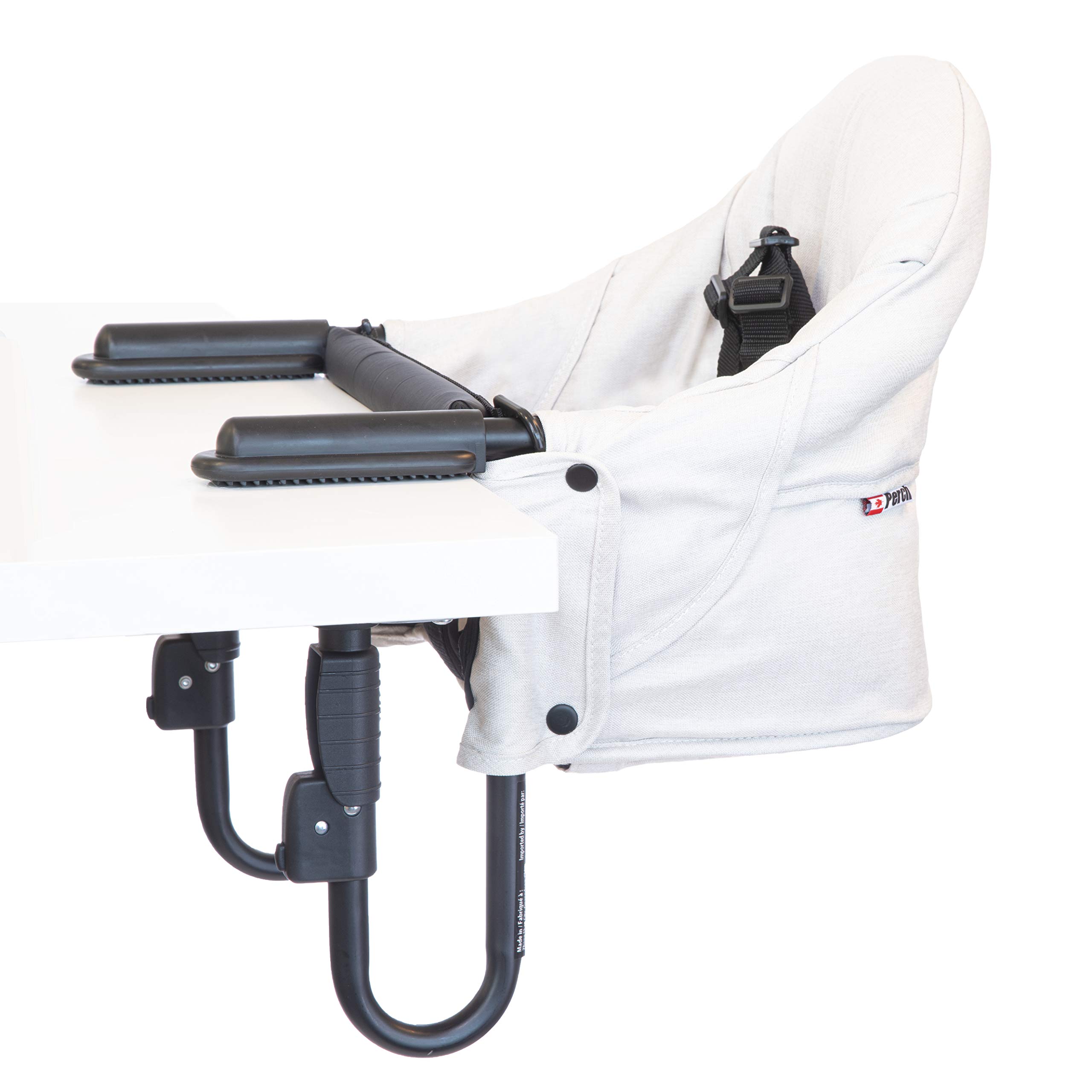 Guzzie+Guss Perch Clip On Table Chair - Portable Baby High Chair for Travel, Restaurants & Home Use | Easy Secure Setup | Fits Kitchen Islands & Dining Tables | Machine Washable Fabric (Latte) | Perfect for Picnics, Outdoor Dining & Small Spaces