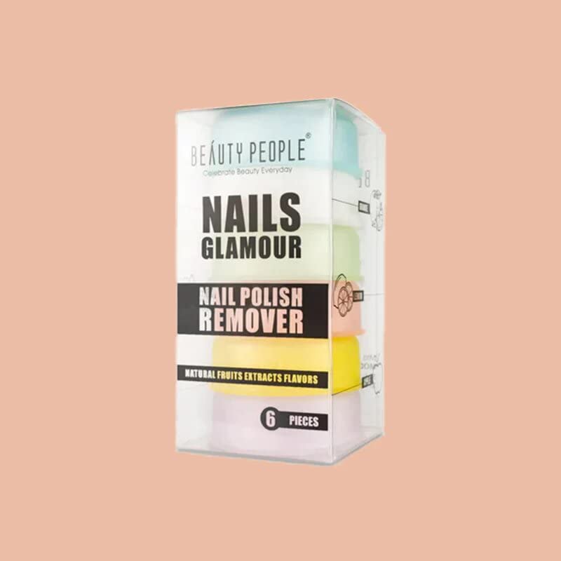 Beauty People Nail Polish Remover Wipes with Vitamin E & Natural Fruit Extracts - Pack of 6 | Quick & Gentle On-The-Go Nail Care for Travel, Office & Home Use
