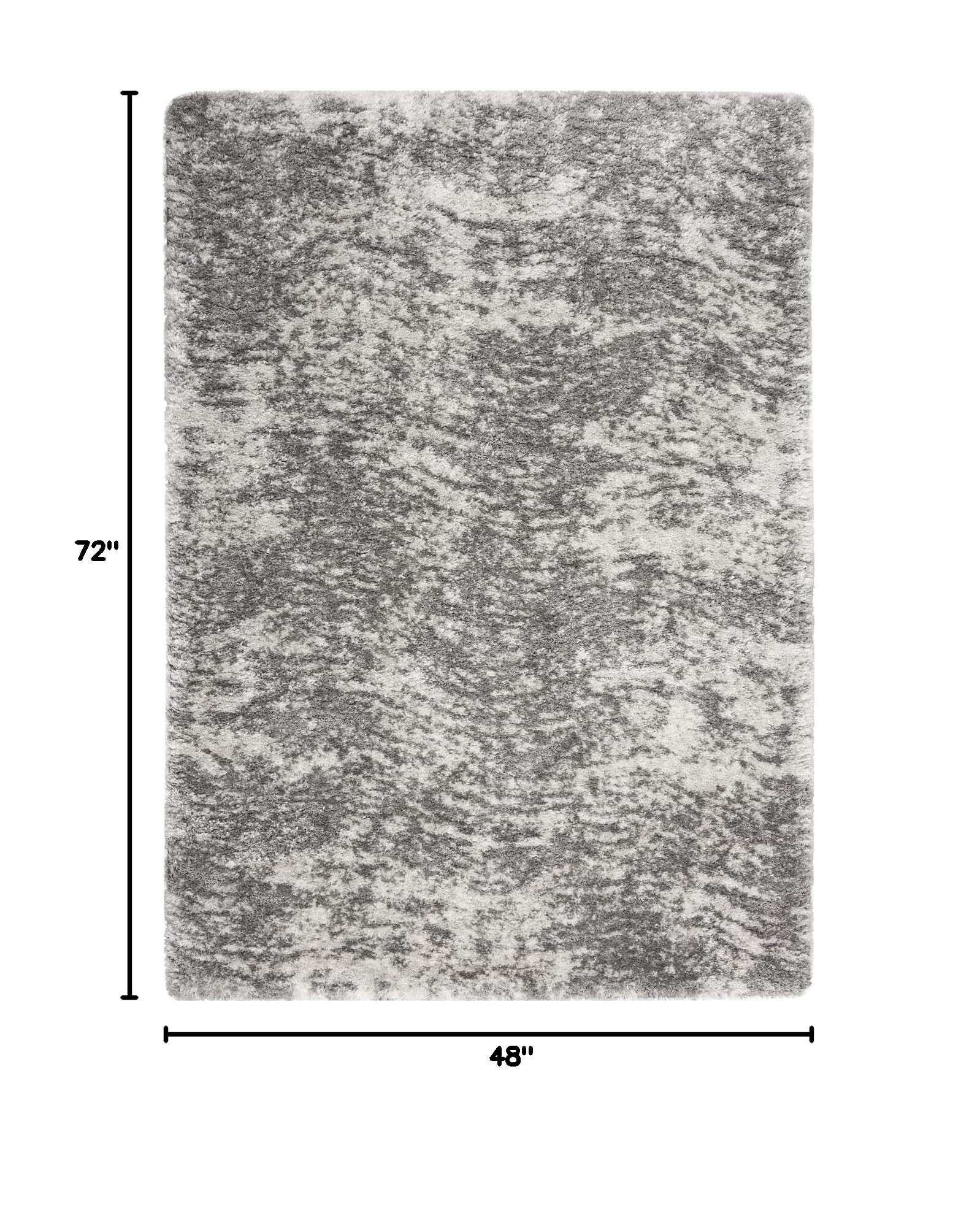 Nourison Luxurious Shag Abstract Charcoal Grey 4' x 6' Area Rug - Soft Plush Easy Clean Non-Shedding Carpet for Bedroom, Living Room, Dining Room & Kitchen Decor (4x6) | Perfect for Cozy Home, Modern Apartment & Office Spaces