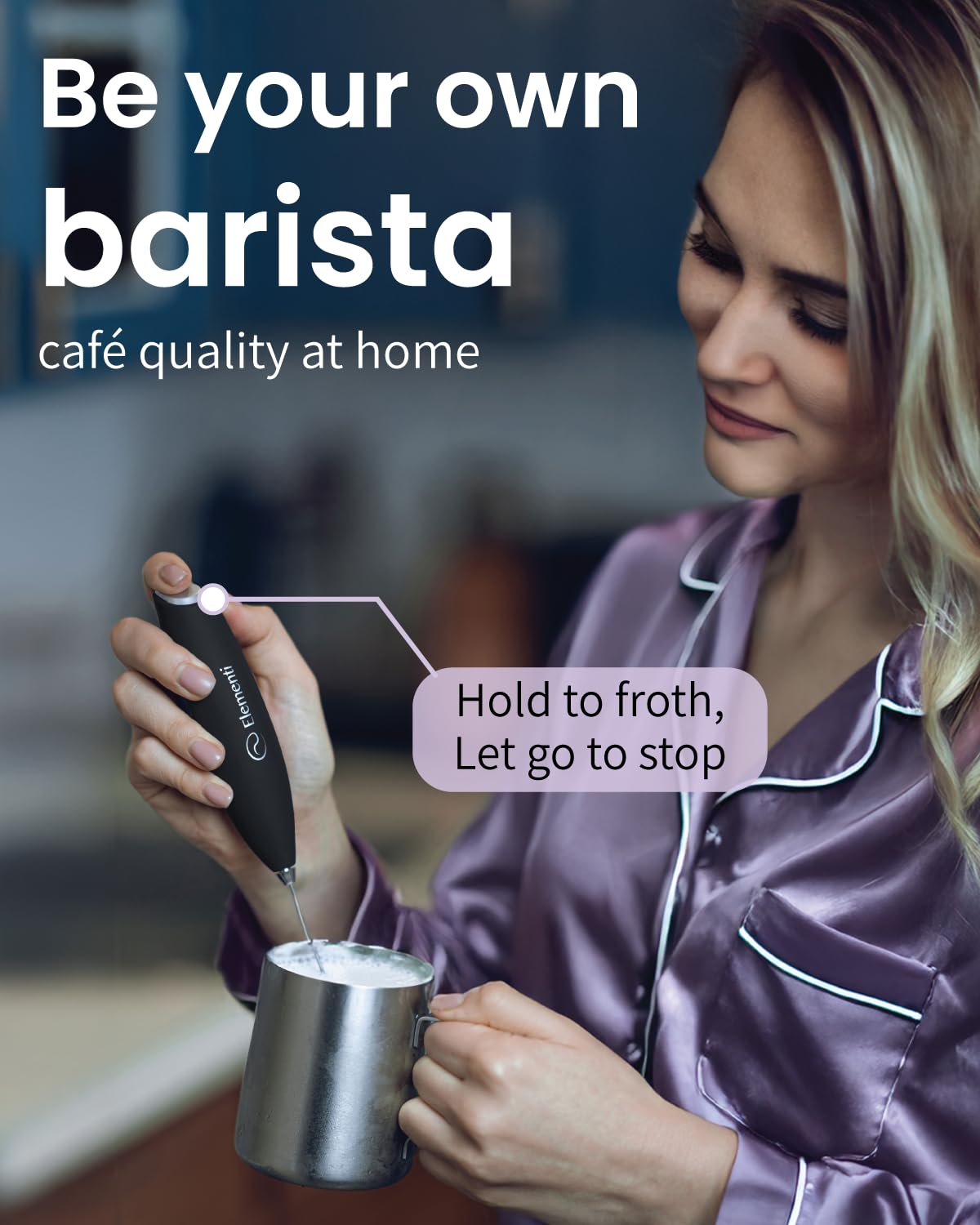 Premium Electric Milk Frother Wand - Handheld Battery-Powered Frother for Coffee, Latte, Cappuccino & Hot Chocolate | Mixes Protein Powder, Matcha & Cocoa | Perfect for Home, Office & Travel Use