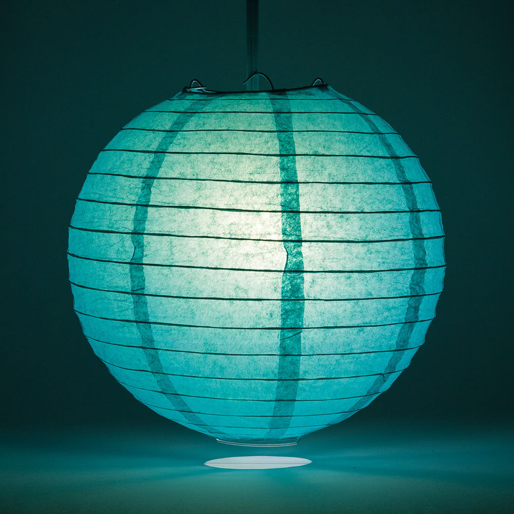 10 Pack Teal Green Round Paper Lanterns with Even Ribbing - Chinese Style Hanging Decor for Wedding, Party & Home Decoration - Perfect for Indoor/Outdoor Events, Festivals and Asian Themed Celebrations