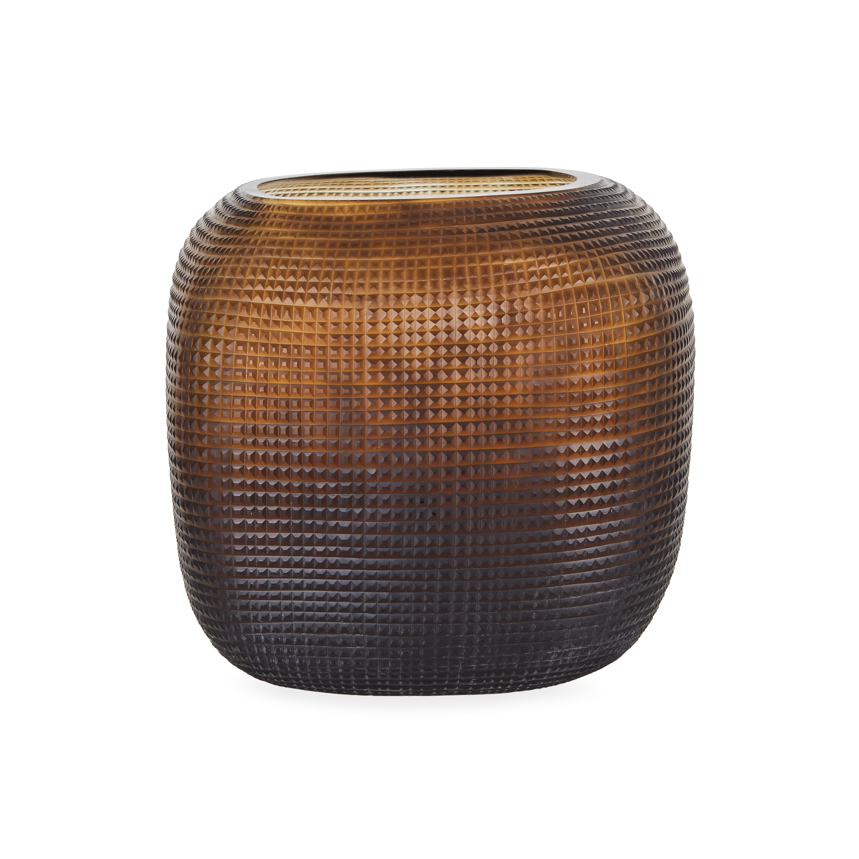 Fluted Glass Vase - Clear and Dark Brown Handmade Decorative Vase for Home Decor, Wedding Centerpieces, and Tabletop Display
