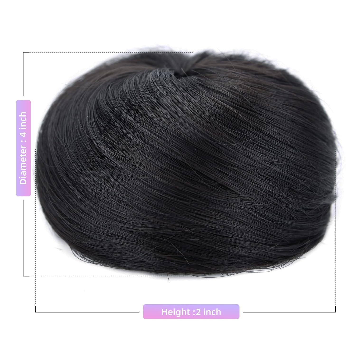 Premium Synthetic Hair Bun for Women & Girls - Black Fake Hair Donut Bun Maker - 1 Piece Hair Extension for Updos, Ponytails & Special Occasions
