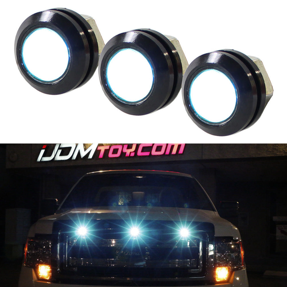 3pc Ford SVT Raptor Style LED Ice Blue Grille Light Kit - Universal Fit for Trucks & SUVs | Off-Road Lighting, Night Driving, Custom Vehicle Styling