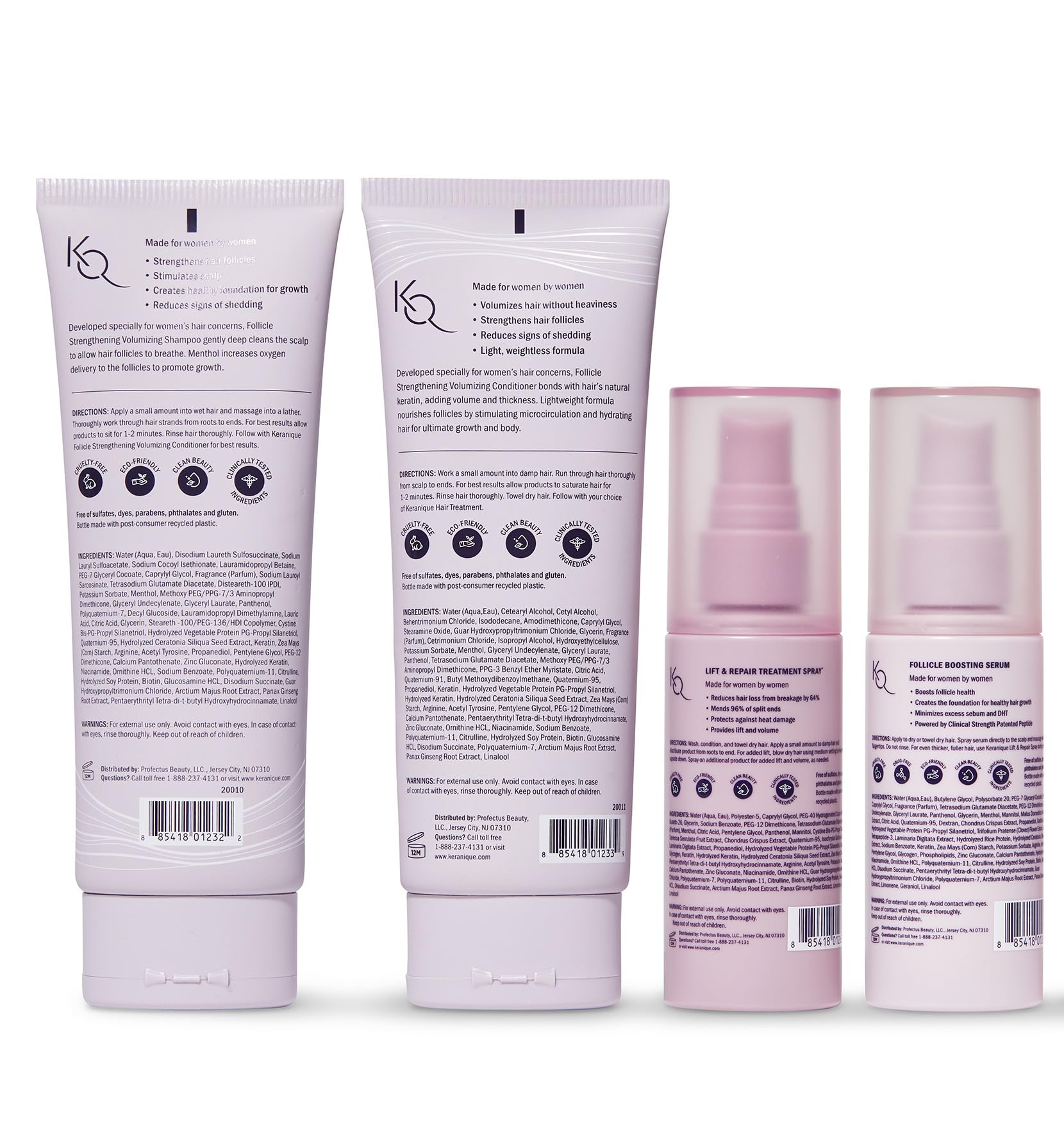 Keranique Hair Growth & Volumizing Set for Thinning Hair - Shampoo, Conditioner, Follicle Booster Serum, Texture Spray & Keratin Repair Treatment | Women's Hair Care for Fine, Thin Hair | Daily Use for Fuller, Healthier Looking Hair