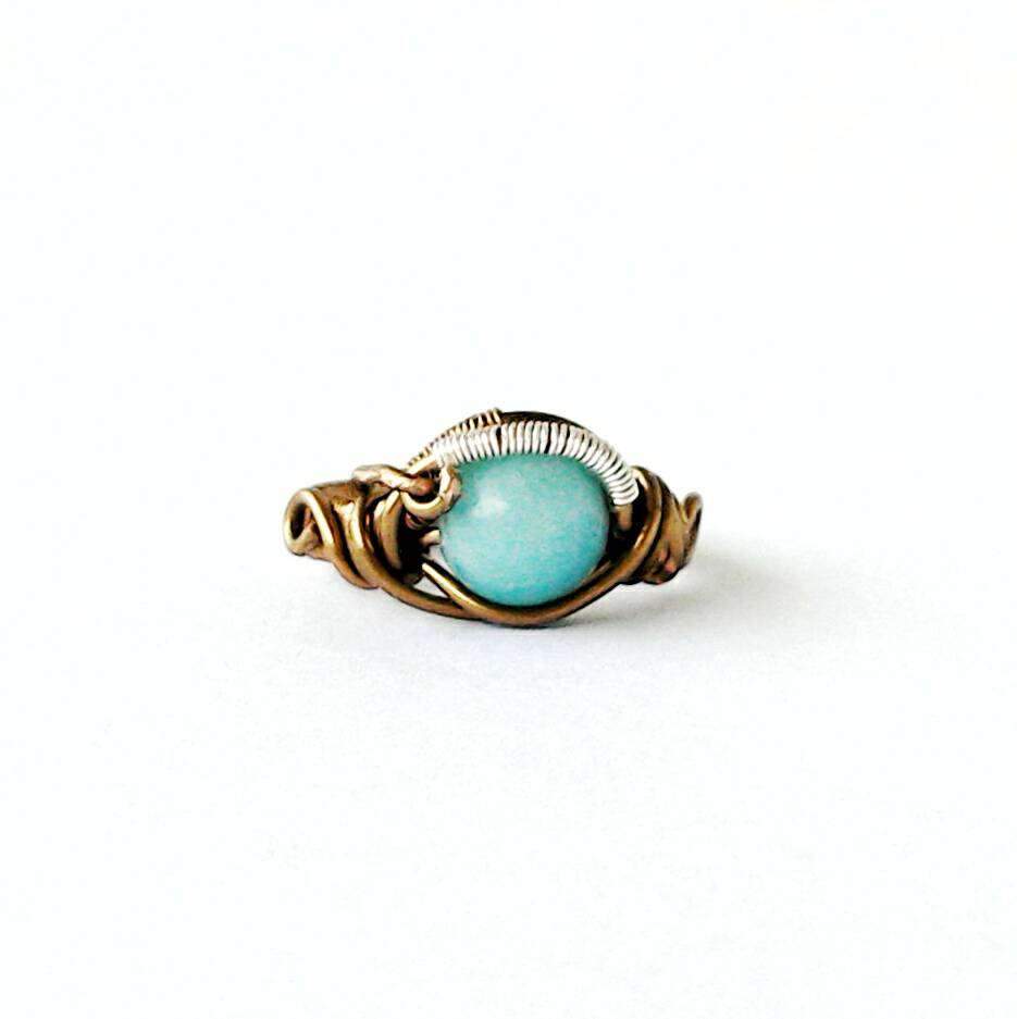 Amazonite Statement Ring in Antique Bronze - Handmade Boho Jewelry for Women | Perfect for Weddings, Parties & Everyday Wear