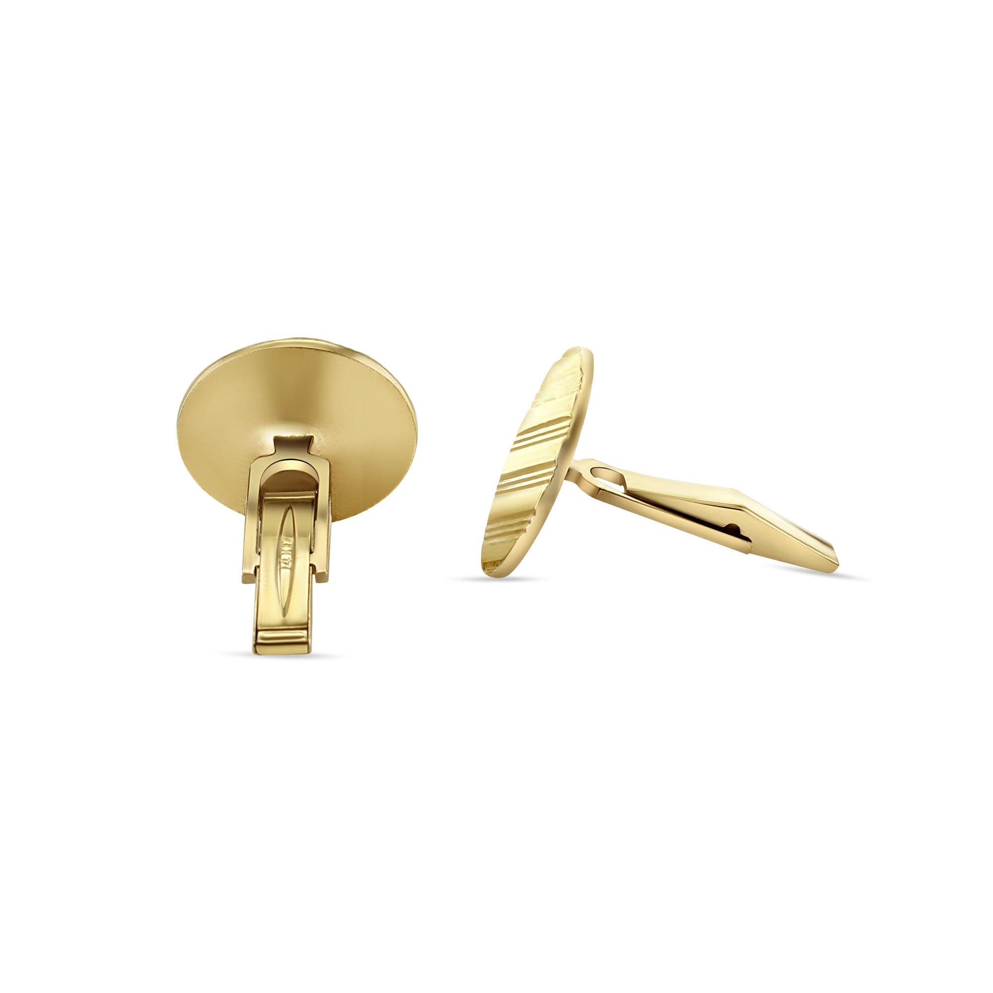 14k Yellow Gold Line Design Cufflinks for Men - Elegant Wedding, Prom & Formal Event Accessories