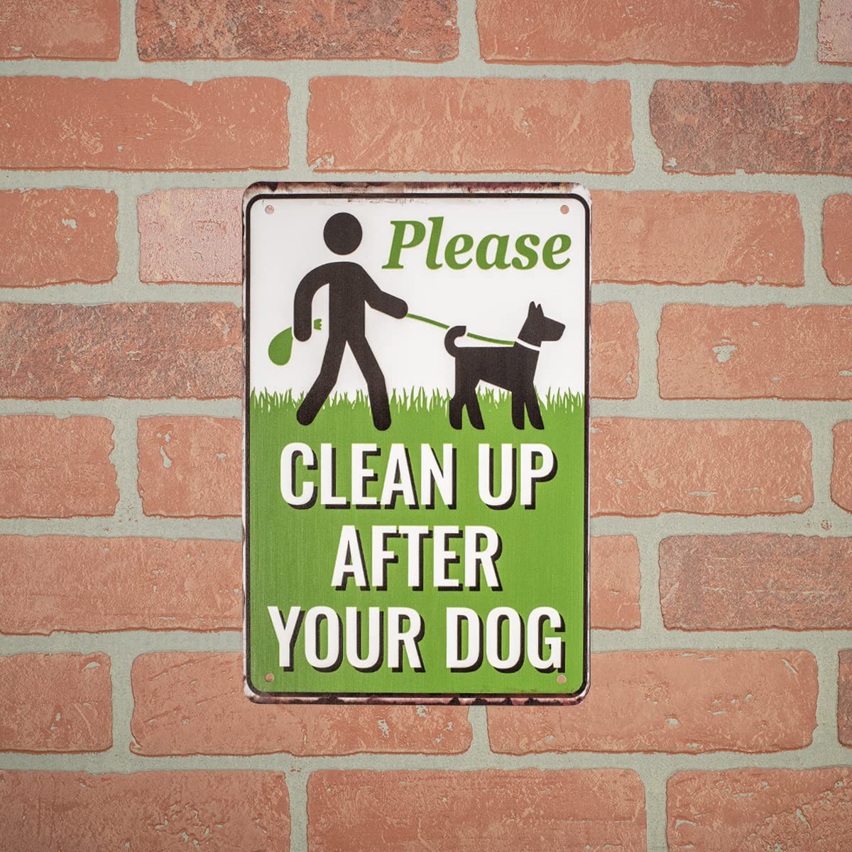 Treasure Gurus 8x12 Inch Metal 'Please Clean Up After Your Dog' No Poop Sign - Rustproof Yard Fence Decor for Home, Garden & Public Parks