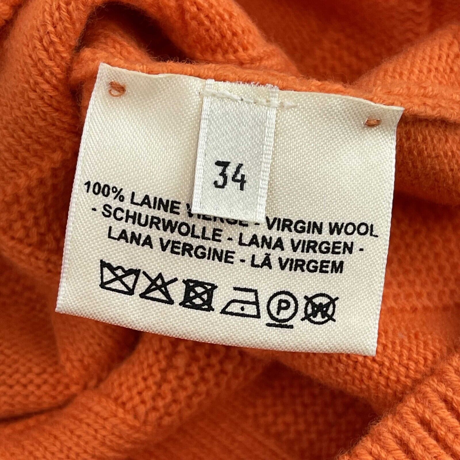 Hermes H Logo Wool Knit Sweater - Crew Neck Pullover for Men & Women, Orange, Size US 2 (34) - Perfect for Fall & Winter Fashion, Office Wear & Casual Outfits