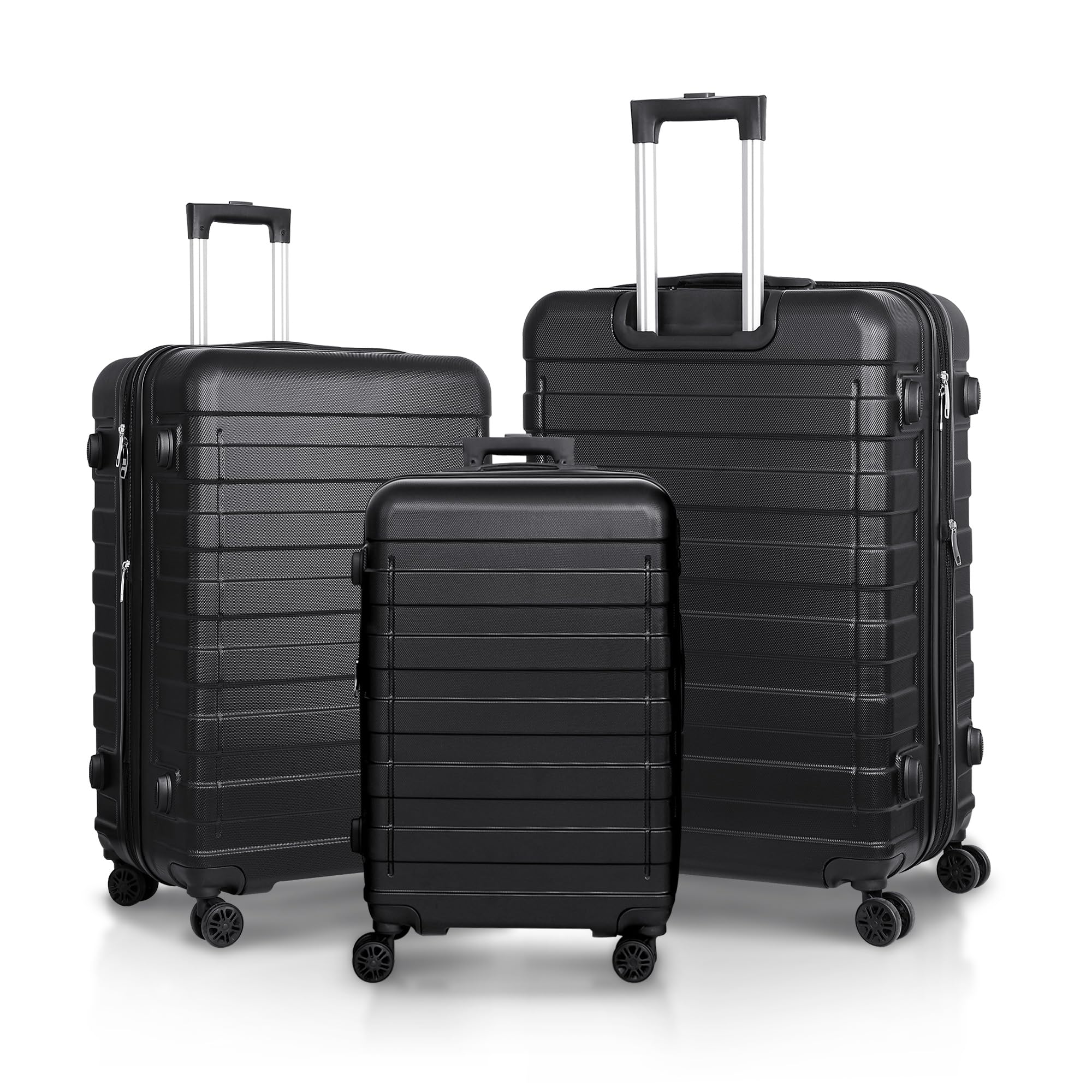 Best Black 3-Piece Hardside Luggage Set with Spinner Wheels - Expandable, Lightweight & Durable Suitcases (21/26/30 Inch) for Travel, Business Trips & Family Vacations