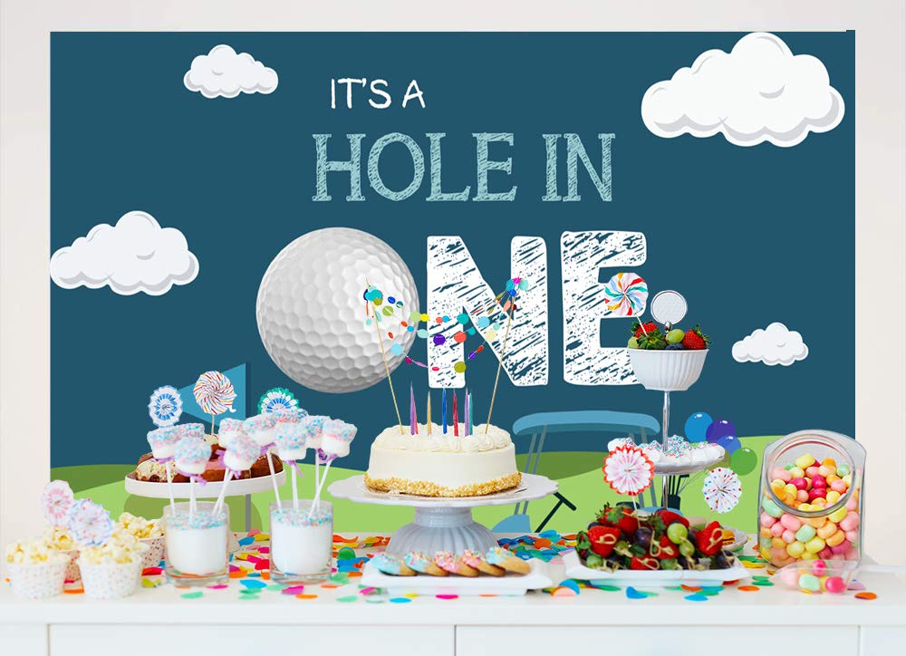 Premium Golf-Themed 1st Birthday Backdrop - 5x3ft Blue Sky White Clouds Grass Photography Background for Parties, Cake Tables & Photo Booths | Perfect for Golf Sports Themed Birthday Celebrations, Baby Showers & Kids Events